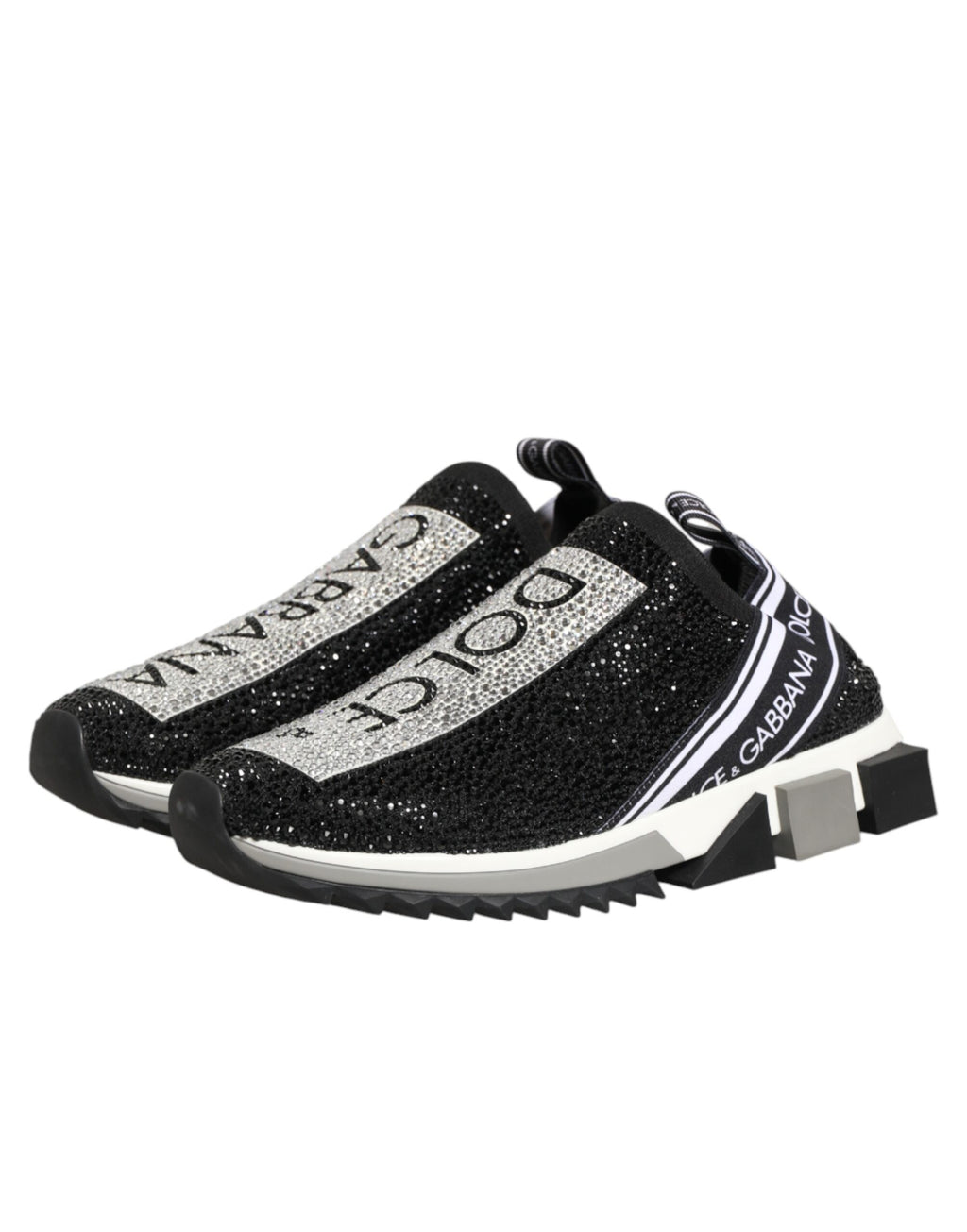 Chaussures Sneakers Sorrento Dolce & Gabbana Noires Argentées à Enfiler