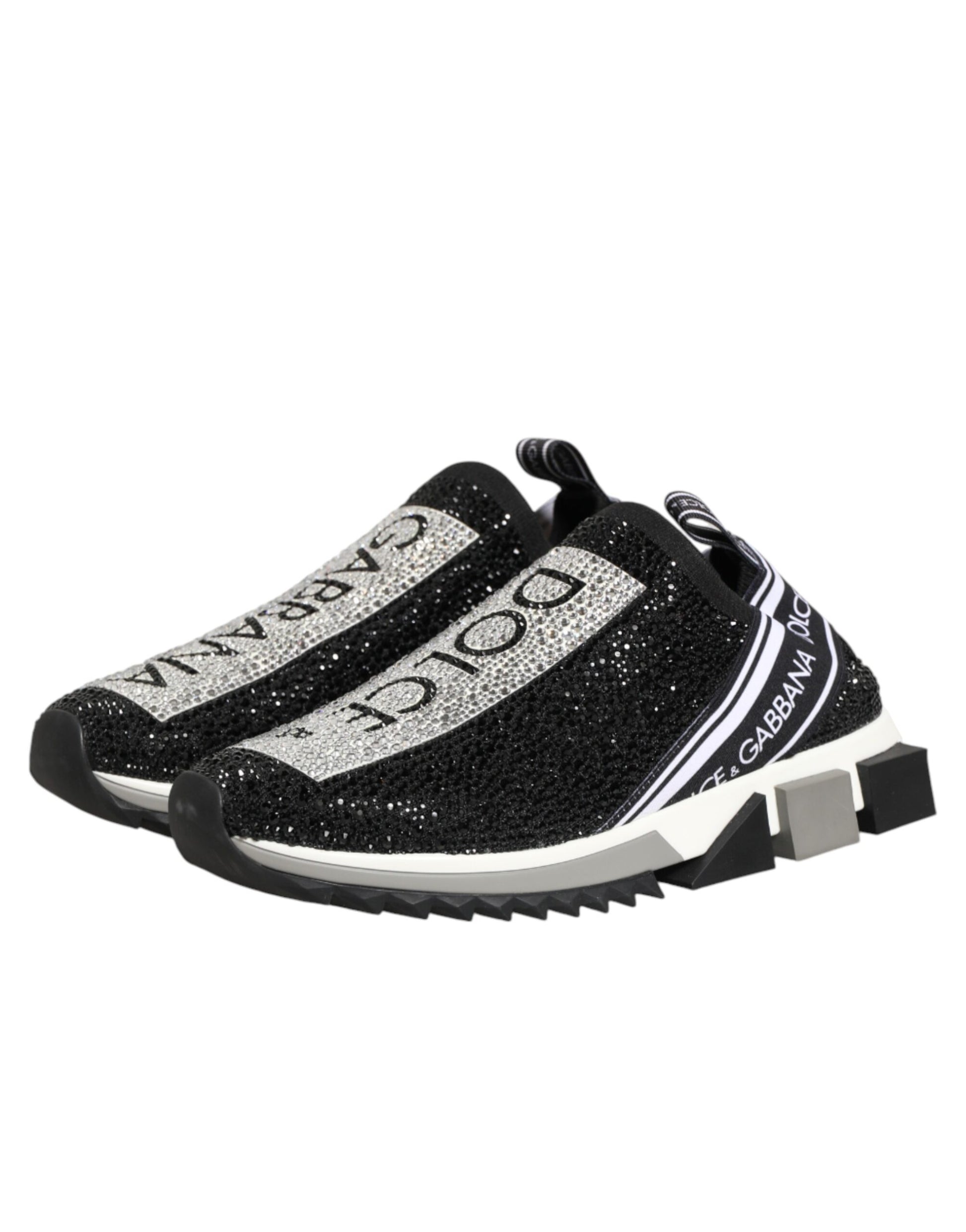 Chaussures Sneakers Sorrento Dolce & Gabbana Noires Argentées à Enfiler