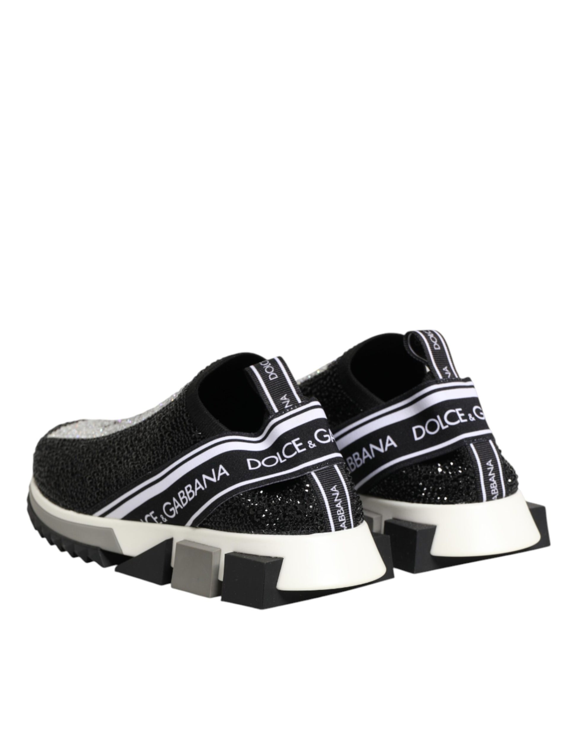 Chaussures Sneakers Sorrento Dolce & Gabbana Noires Argentées à Enfiler