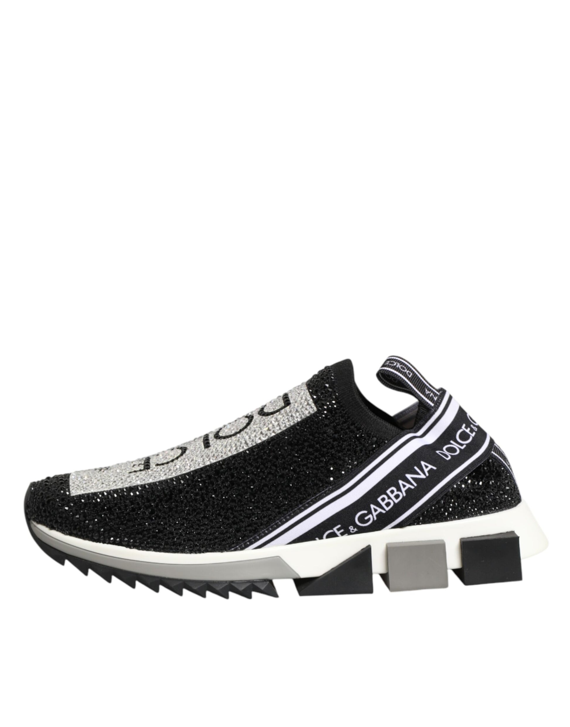 Chaussures Sneakers Sorrento Dolce & Gabbana Noires Argentées à Enfiler