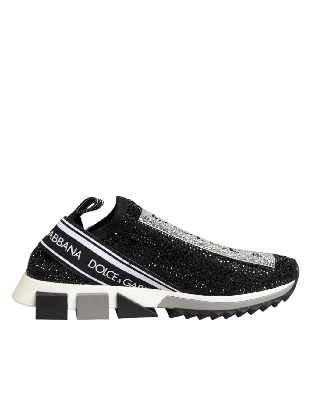Chaussures Sneakers Sorrento Dolce & Gabbana Noires Argentées à Enfiler