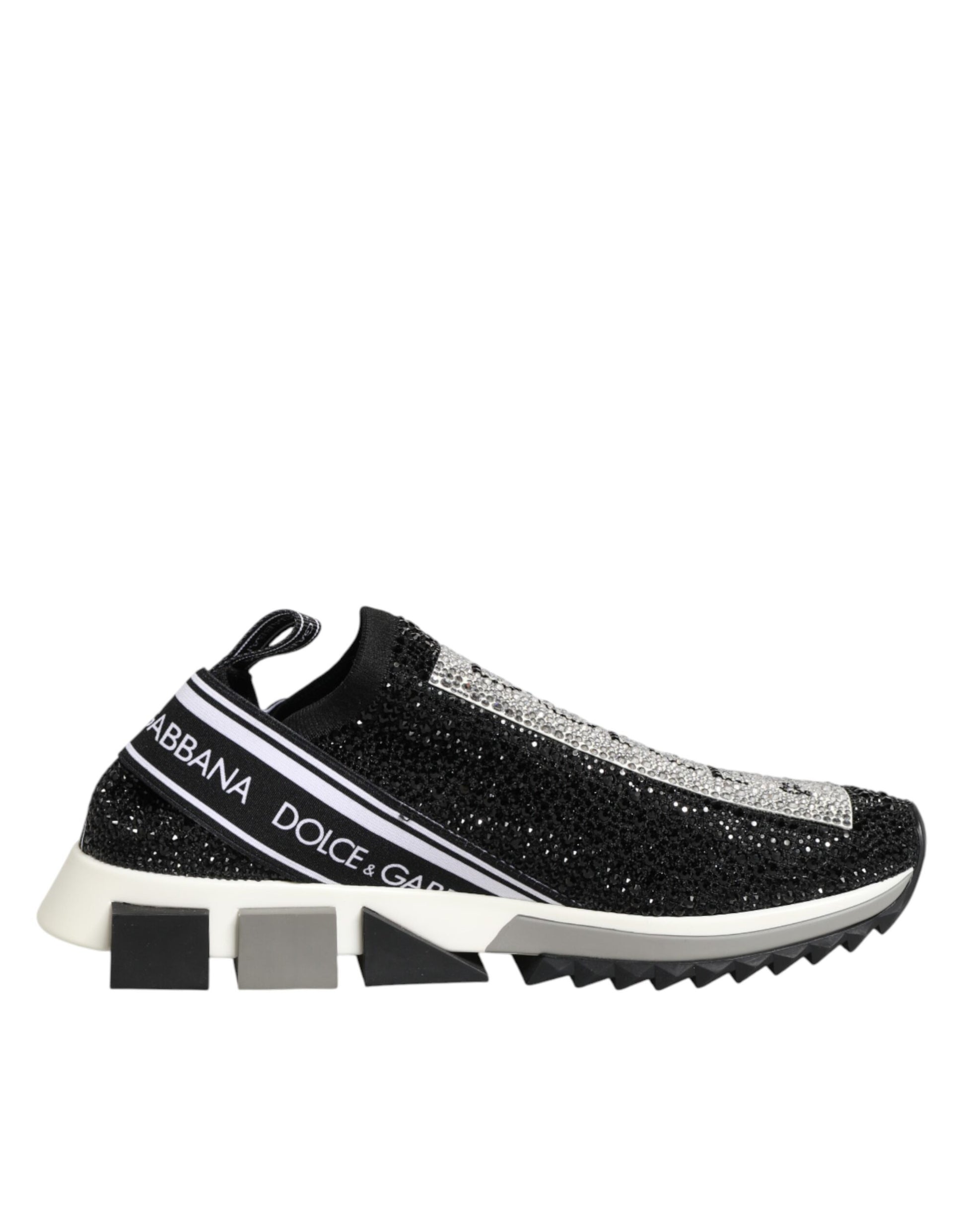 Chaussures Sneakers Sorrento Dolce & Gabbana Noires Argentées à Enfiler