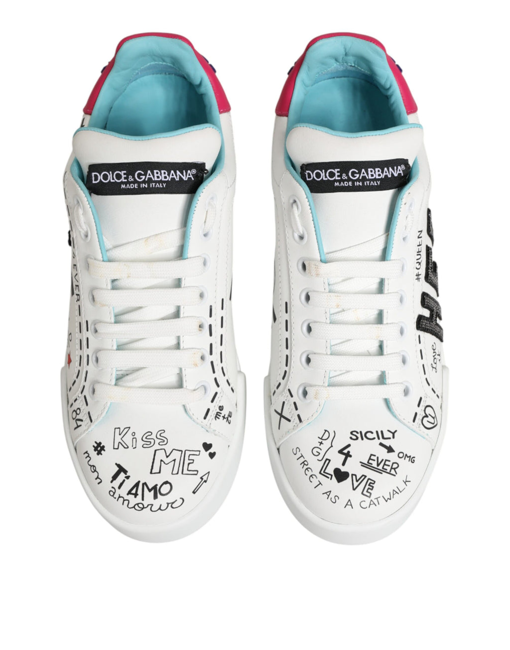 Dolce & Gabbana White Low Top Sneakers for Women side view
