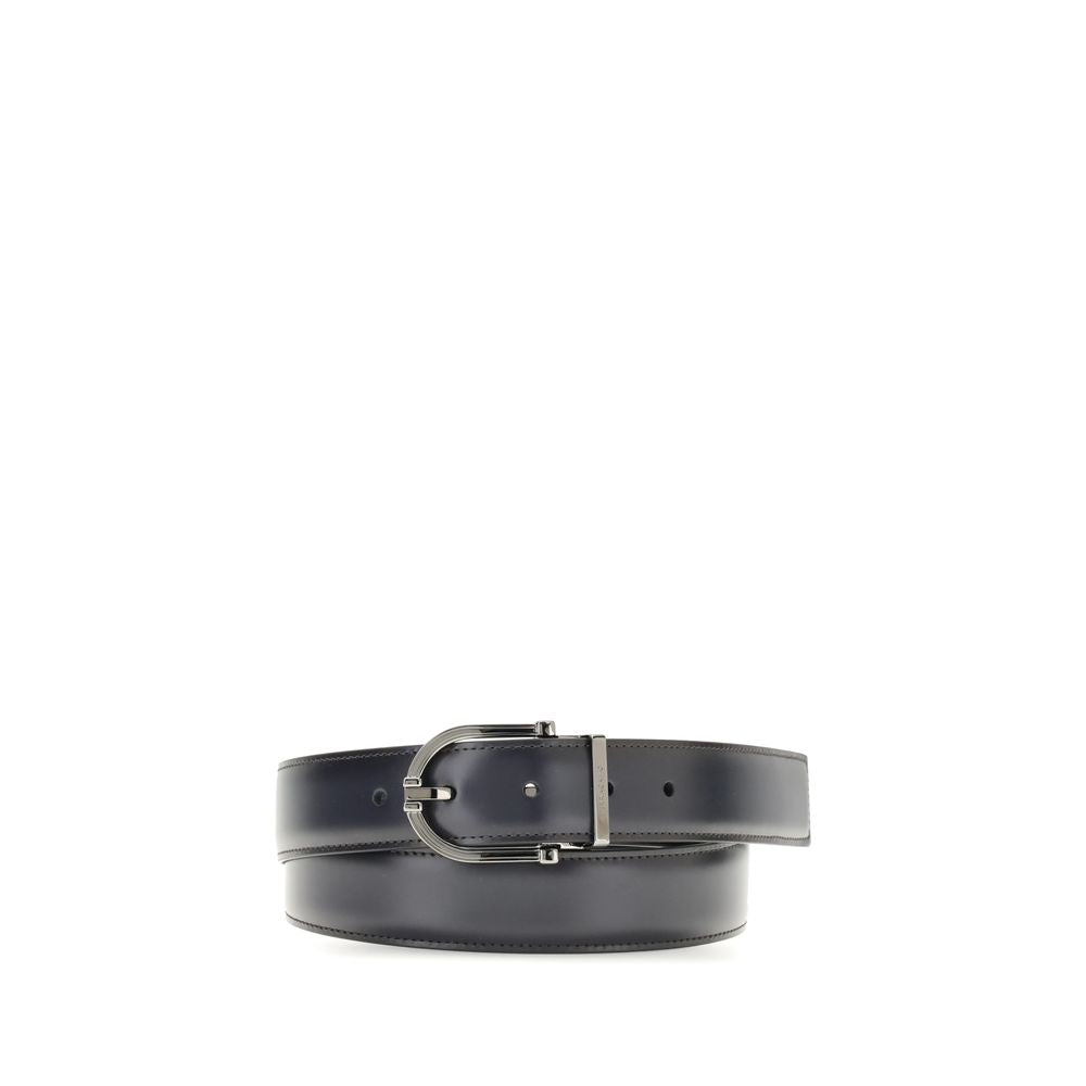 Ferragamo Black Calf Leather Bos Taurus Regular Belt