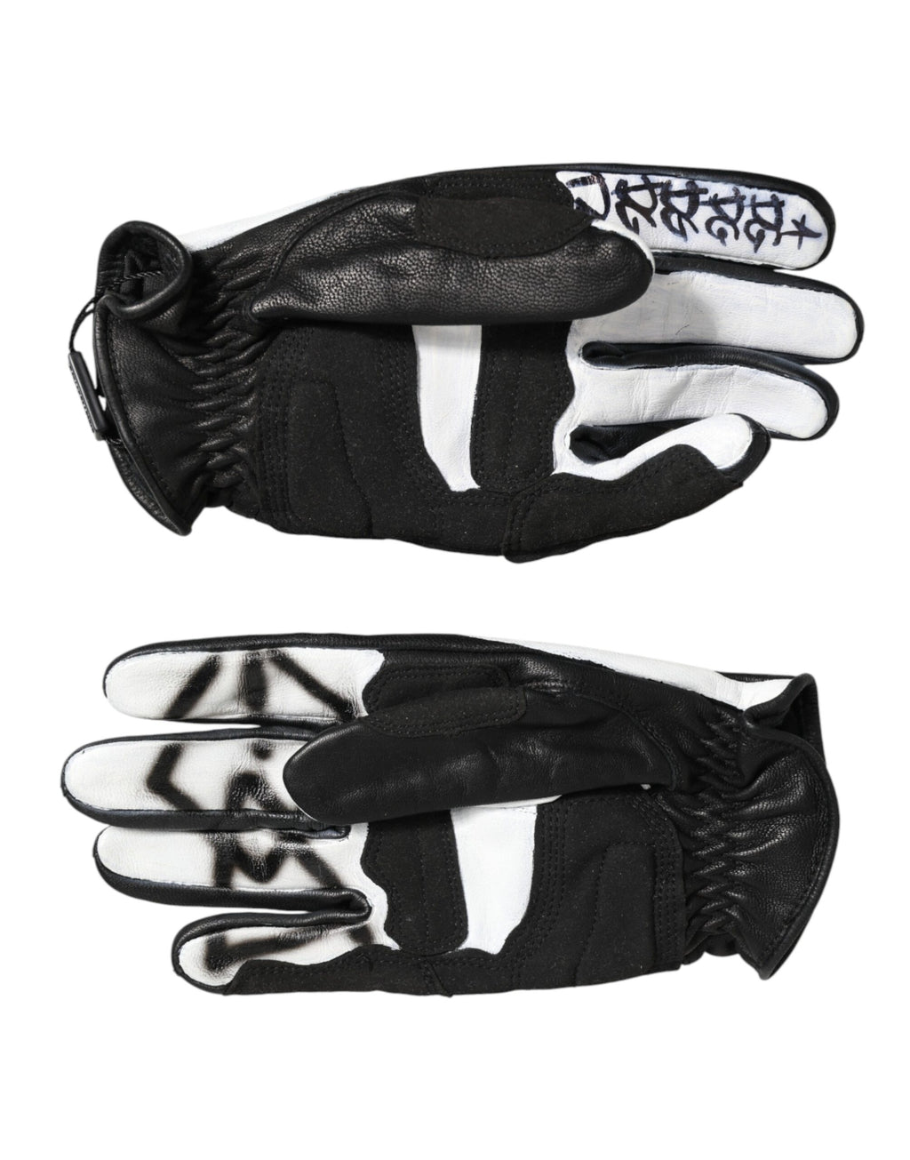 Dolce & Gabbana Gloves Black White Crystal Wrist Length Mitten  Gloves