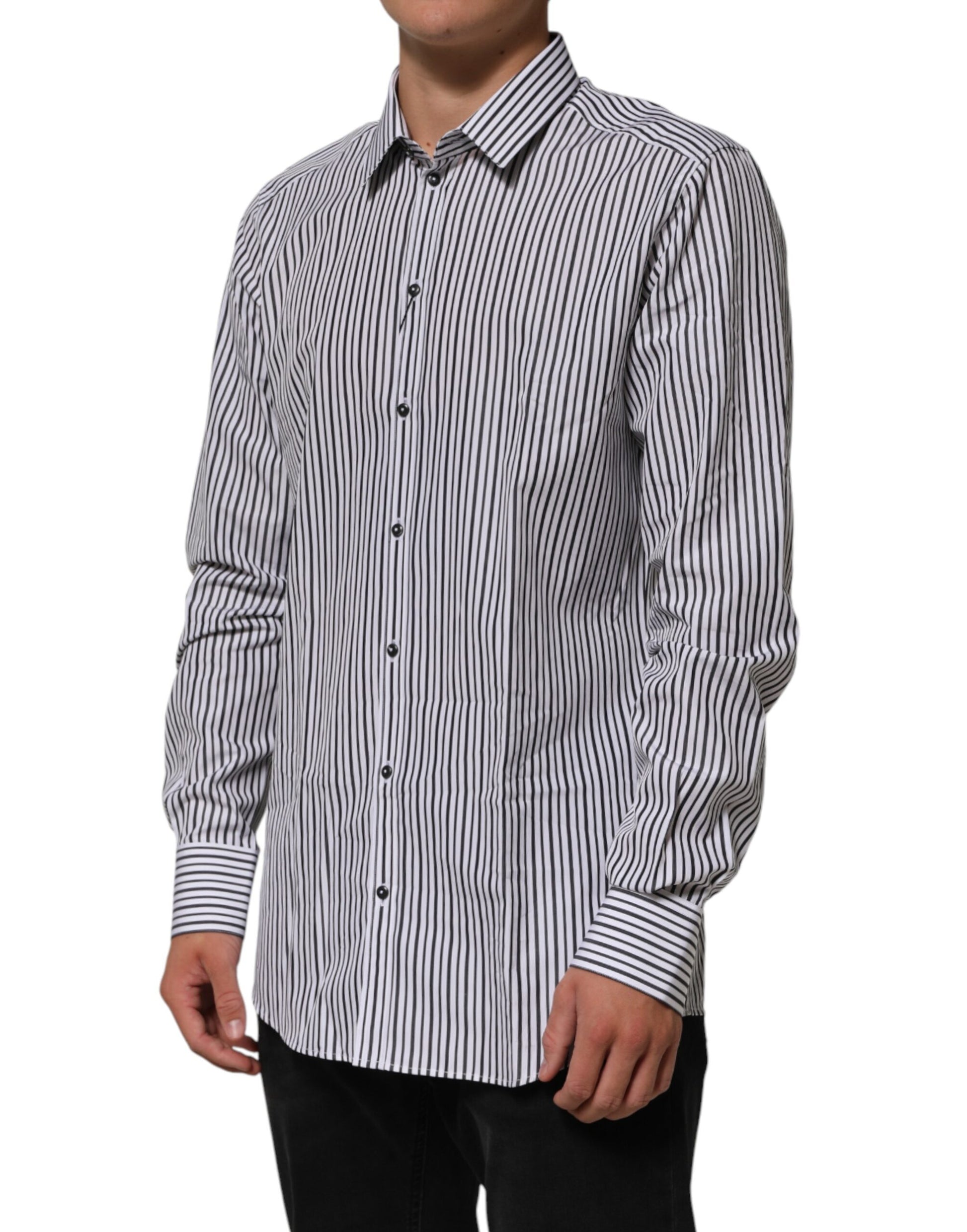 Chemise de smoking Dolce & Gabbana noire à rayures blanches, pour homme, GOLD