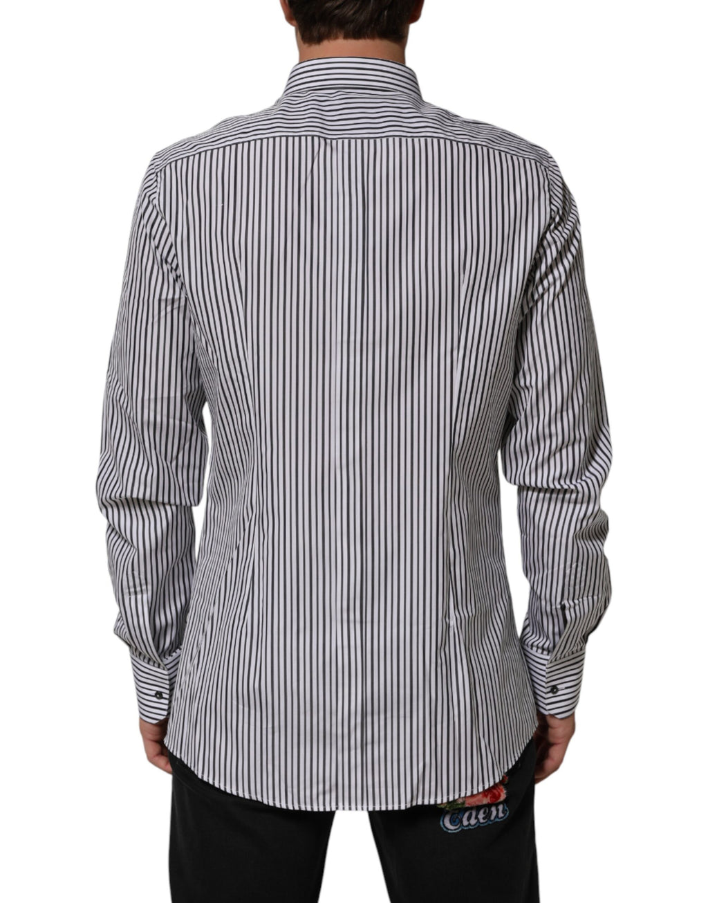 Chemise de smoking Dolce & Gabbana noire à rayures blanches, pour homme, GOLD