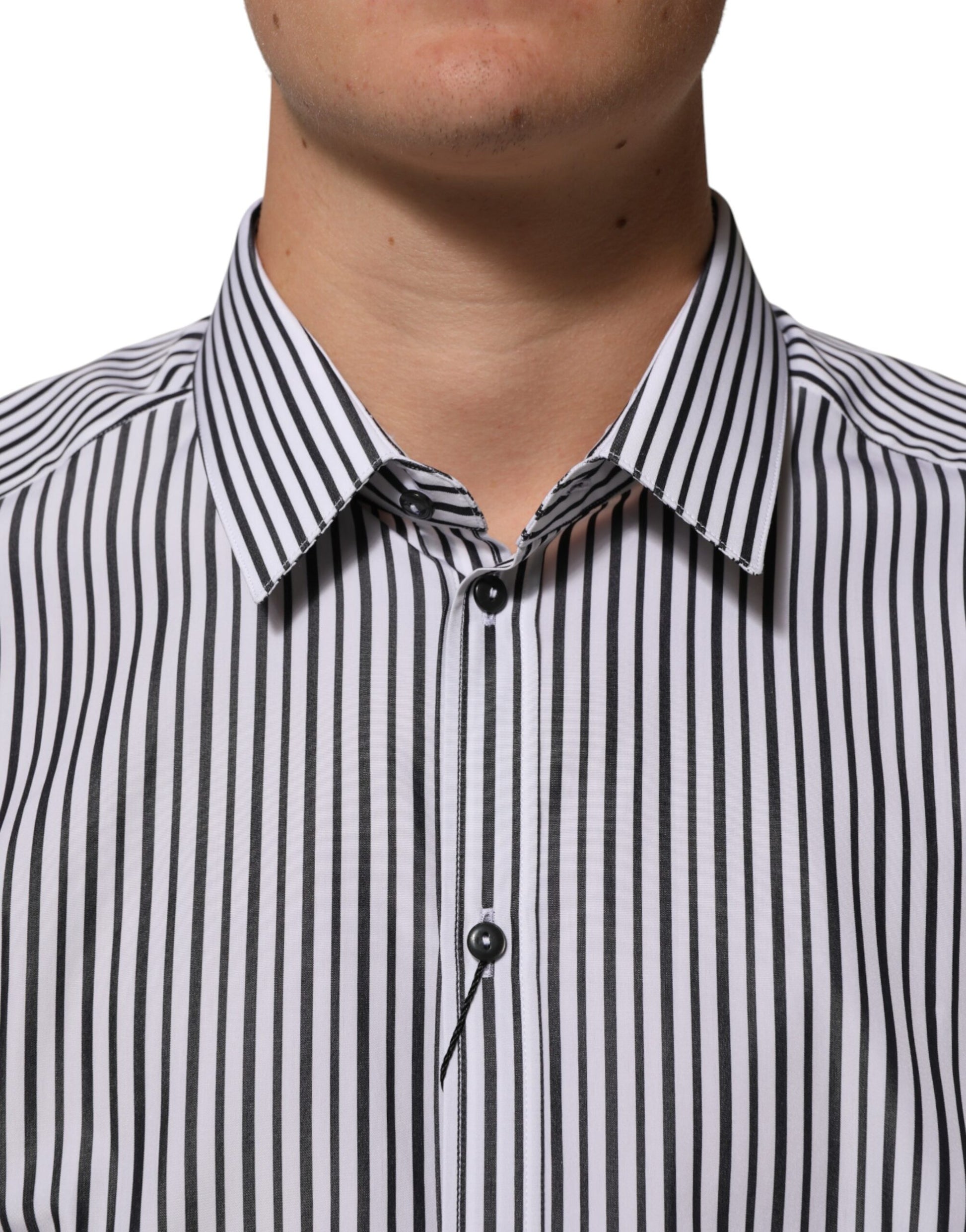 Chemise de smoking Dolce & Gabbana noire à rayures blanches, pour homme, GOLD