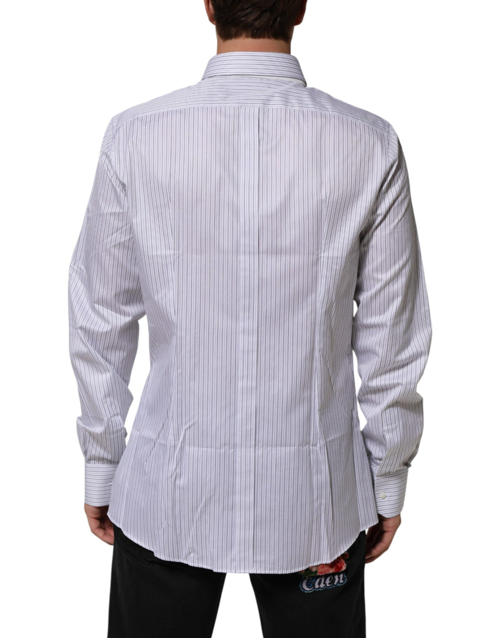 Chemise Habillée Dolce & Gabbana Rayures Blanches Manches Longues DORÉE