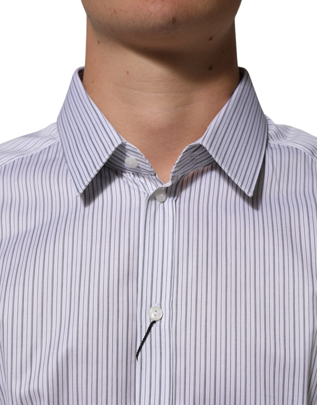 Chemise Habillée Dolce & Gabbana Rayures Blanches Manches Longues DORÉE