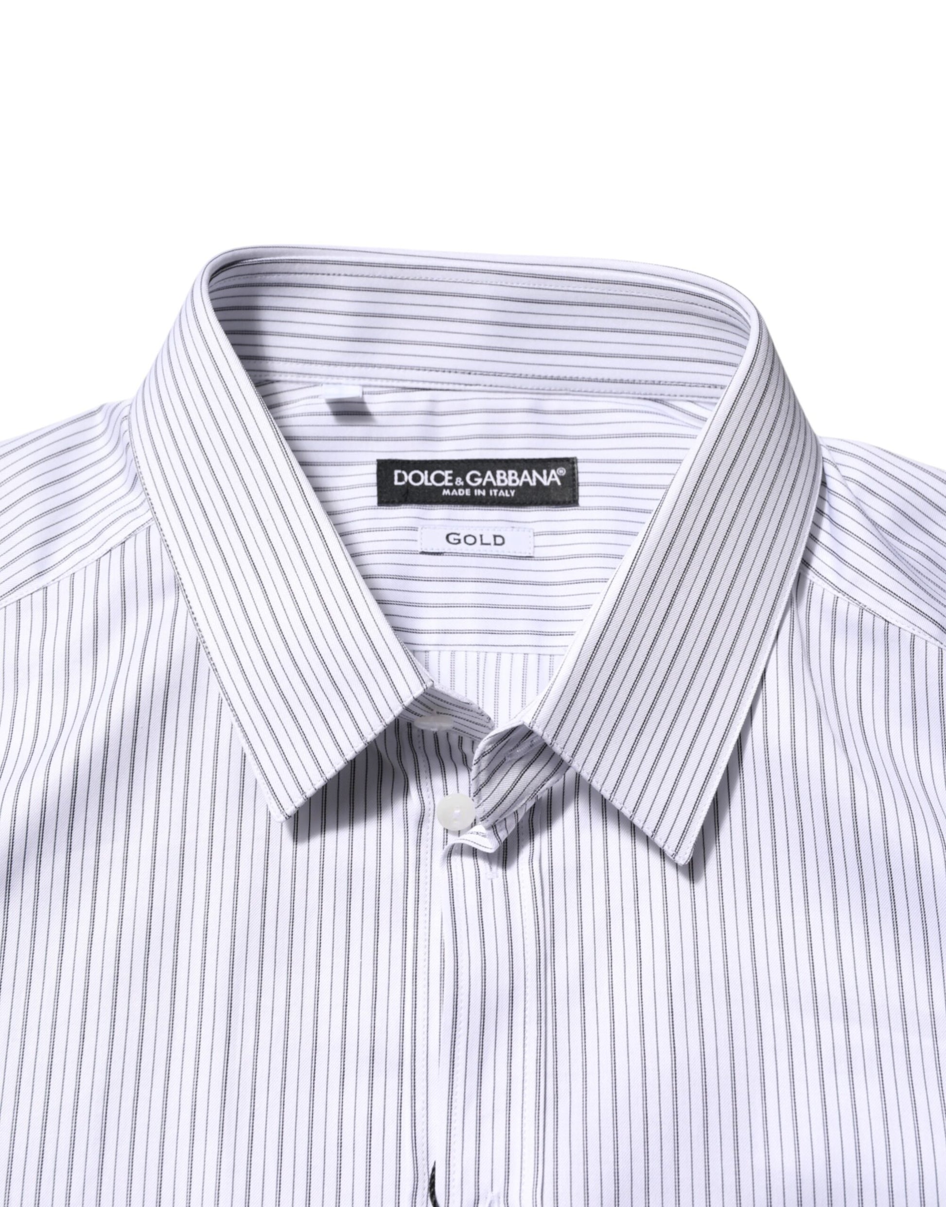 Chemise Habillée Dolce & Gabbana Rayures Blanches Manches Longues DORÉE