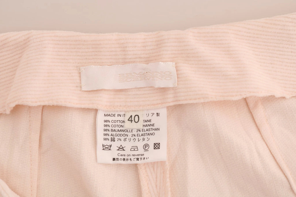 Ermanno Scervino Pantalon Droit Extensible en Coton Beige
