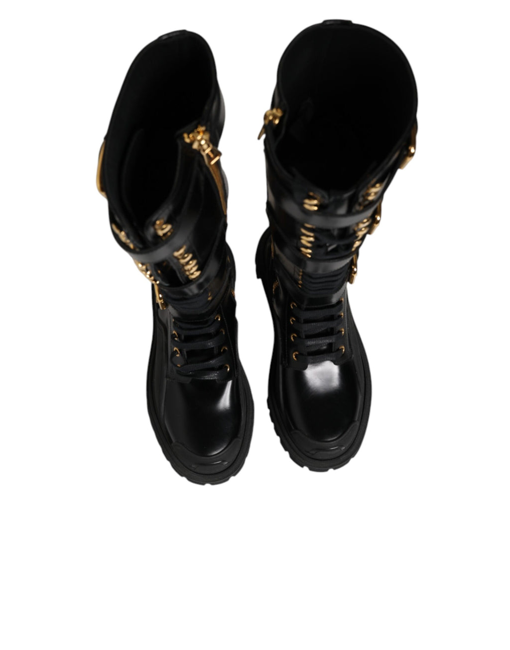 Dolce & Gabbana Black Lace Up Boots for Women side view