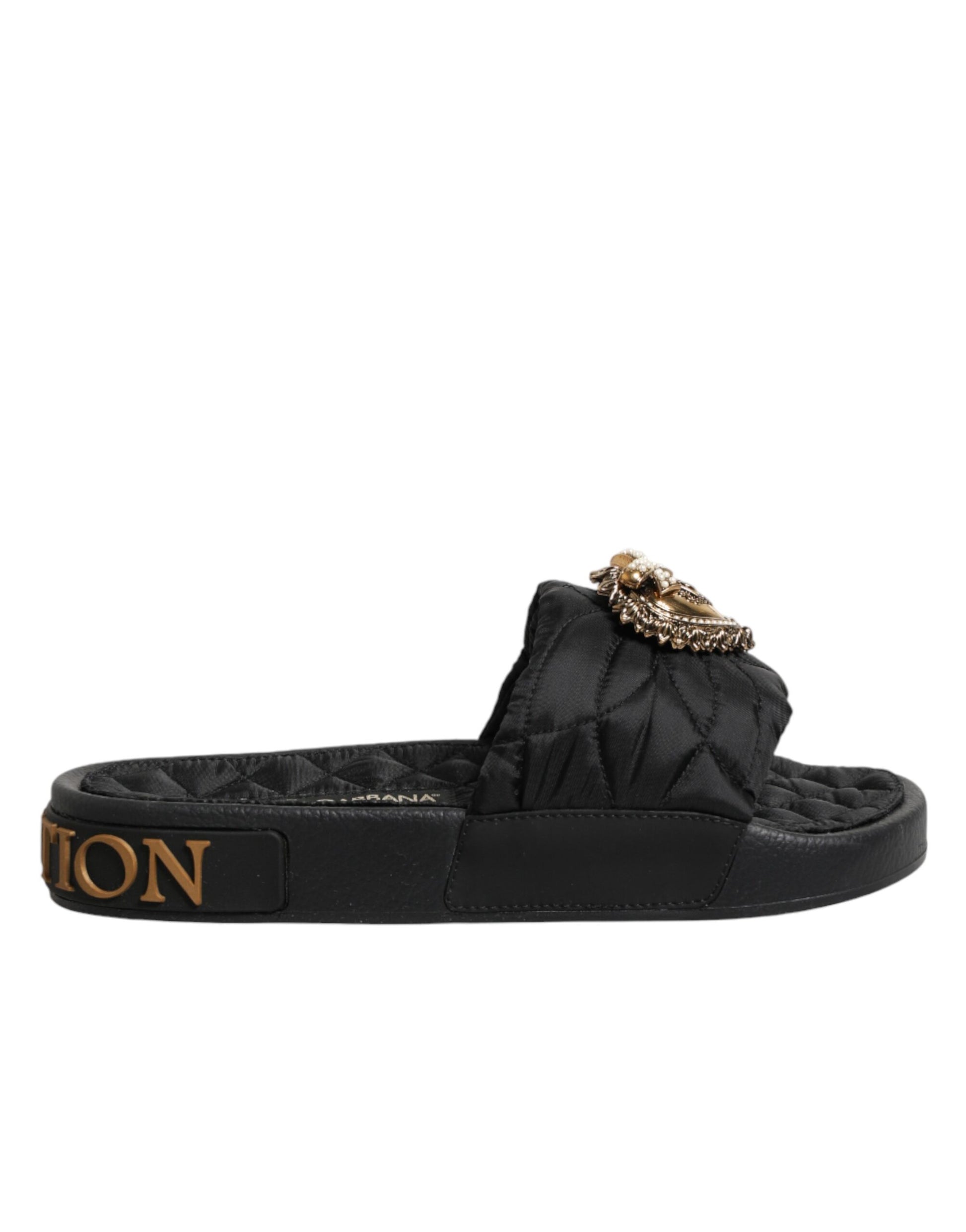 Chaussures à enfiler Dolce & Gabbana Devotion en cuir matelassé noir