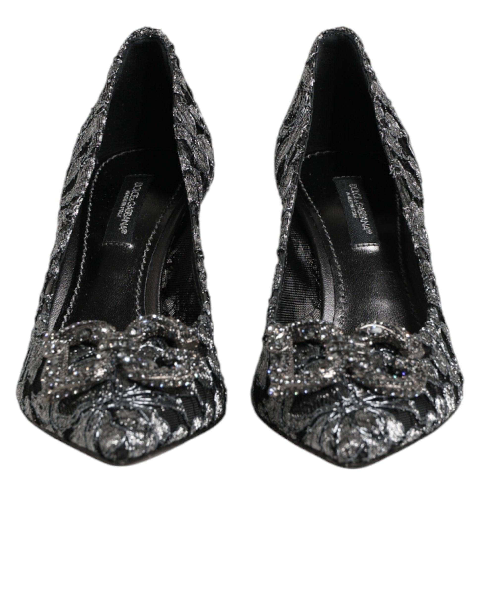 Chaussures à talons Dolce & Gabbana en dentelle argentée DG Amore