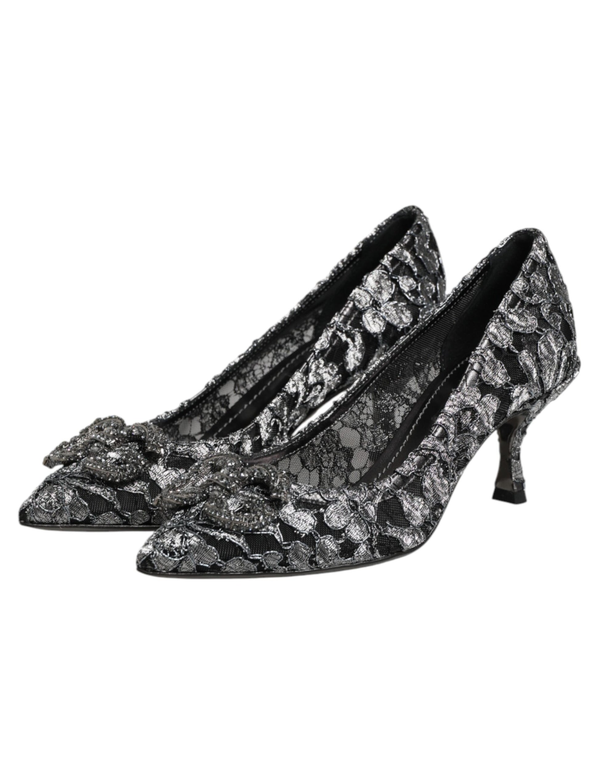 Chaussures à talons Dolce & Gabbana en dentelle argentée DG Amore