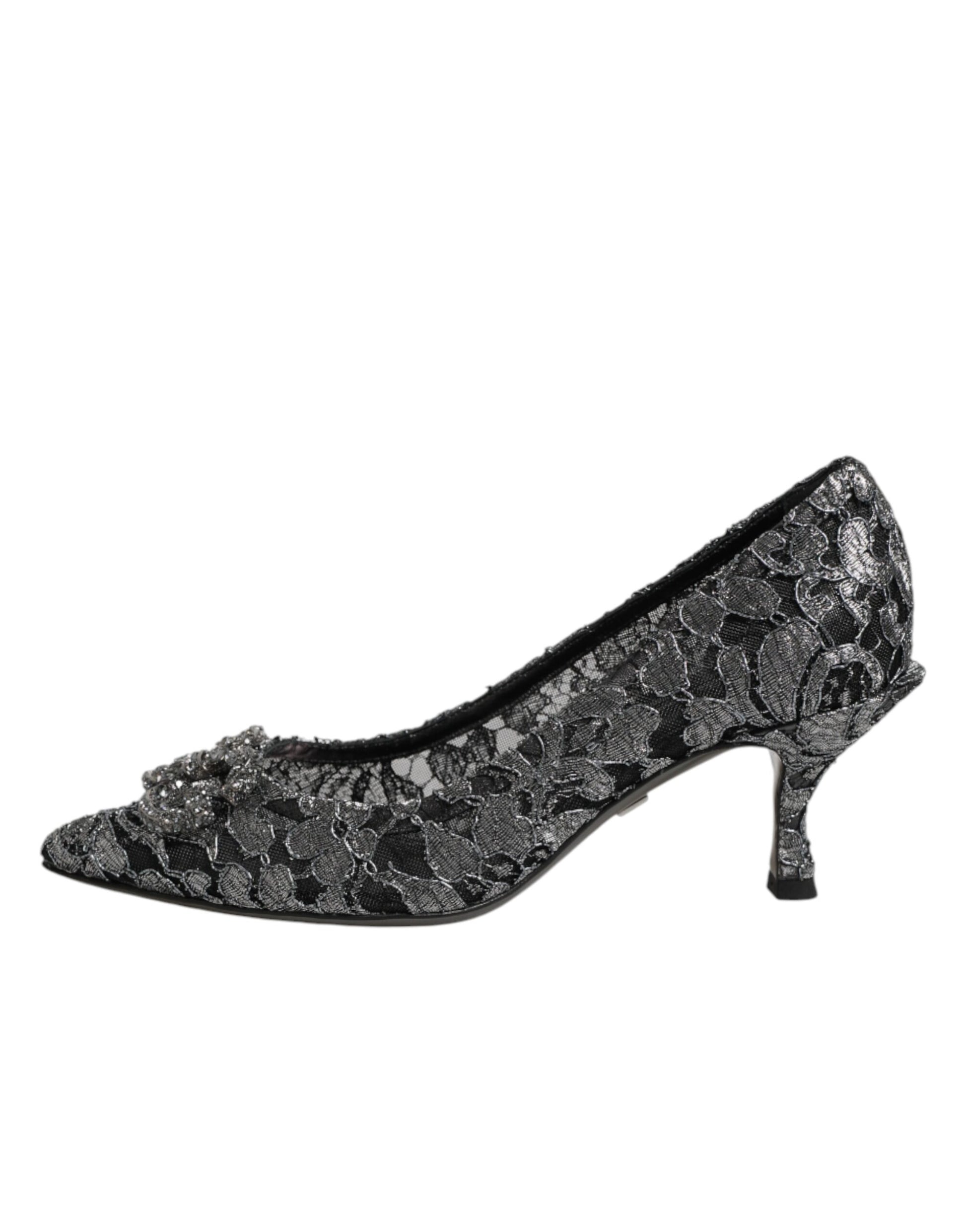 Chaussures à talons Dolce & Gabbana en dentelle argentée DG Amore