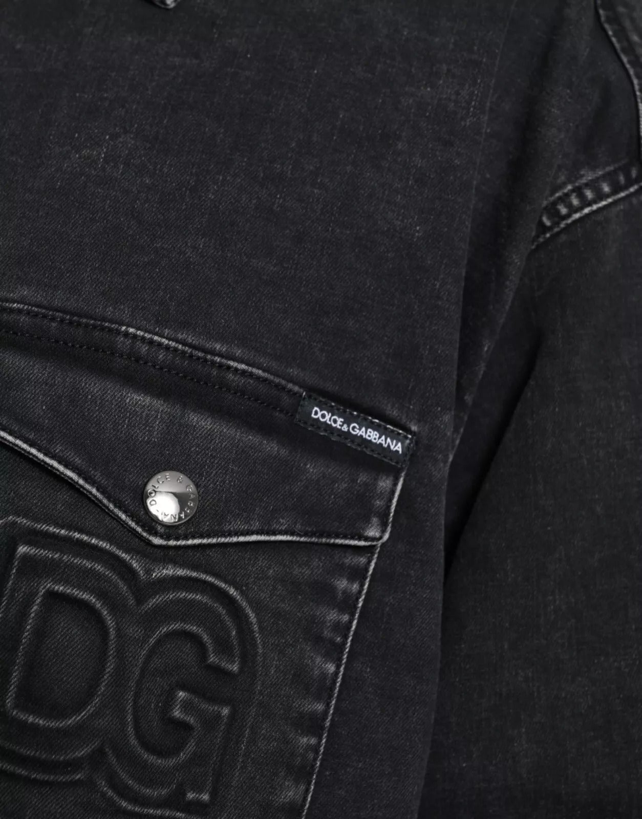 Dolce & Gabbana Black Cotton Long Sleeve Denim Casual Shirt