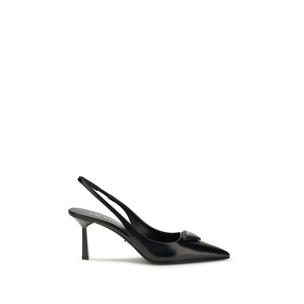 Prada Black Calf Leather Bos Taurus High Heel Pumps