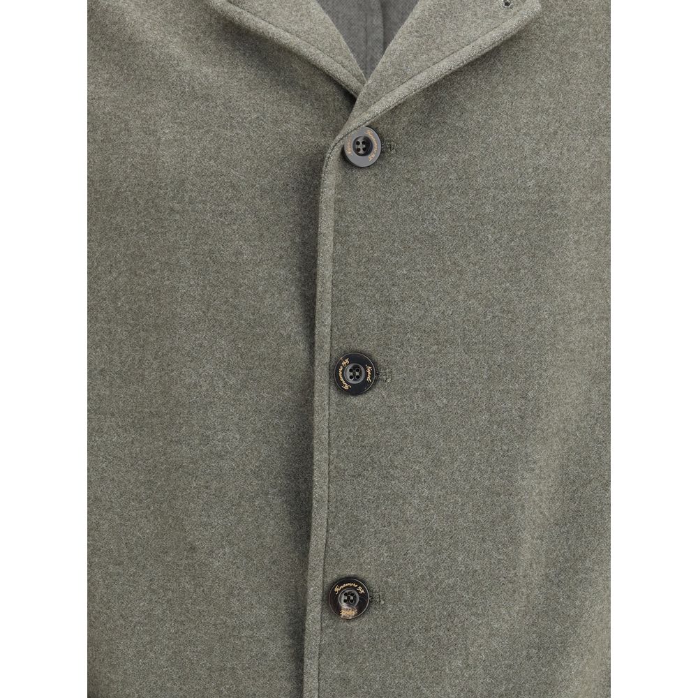 Finamore Green Fleece Wool Coat