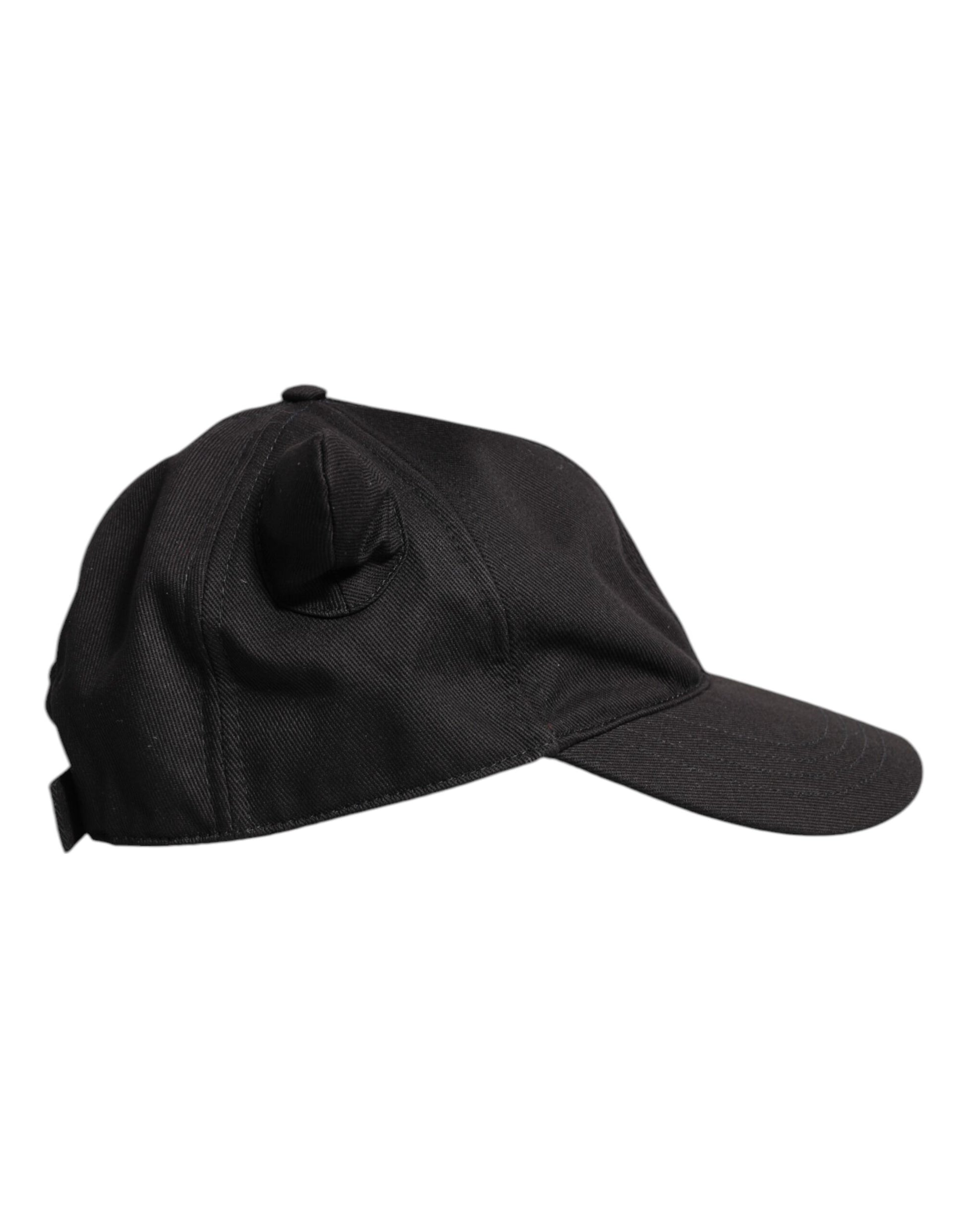 Dolce & Gabbana Black Cotton Logo Patch 6 Panels Baseball Cap Hat