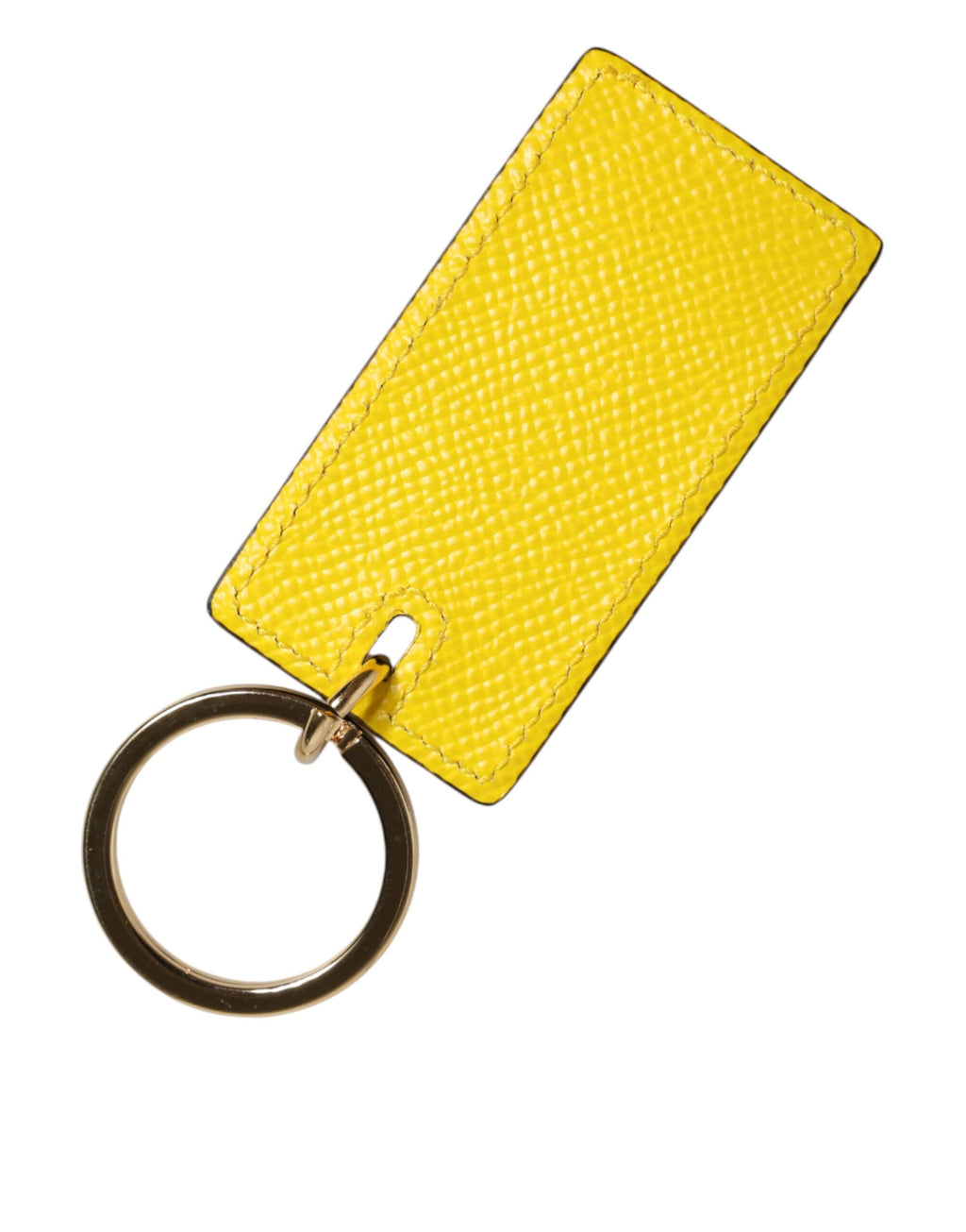 Porte-clés Dolce & Gabbana en cuir de veau jaune avec anneau métallique siglé pour homme