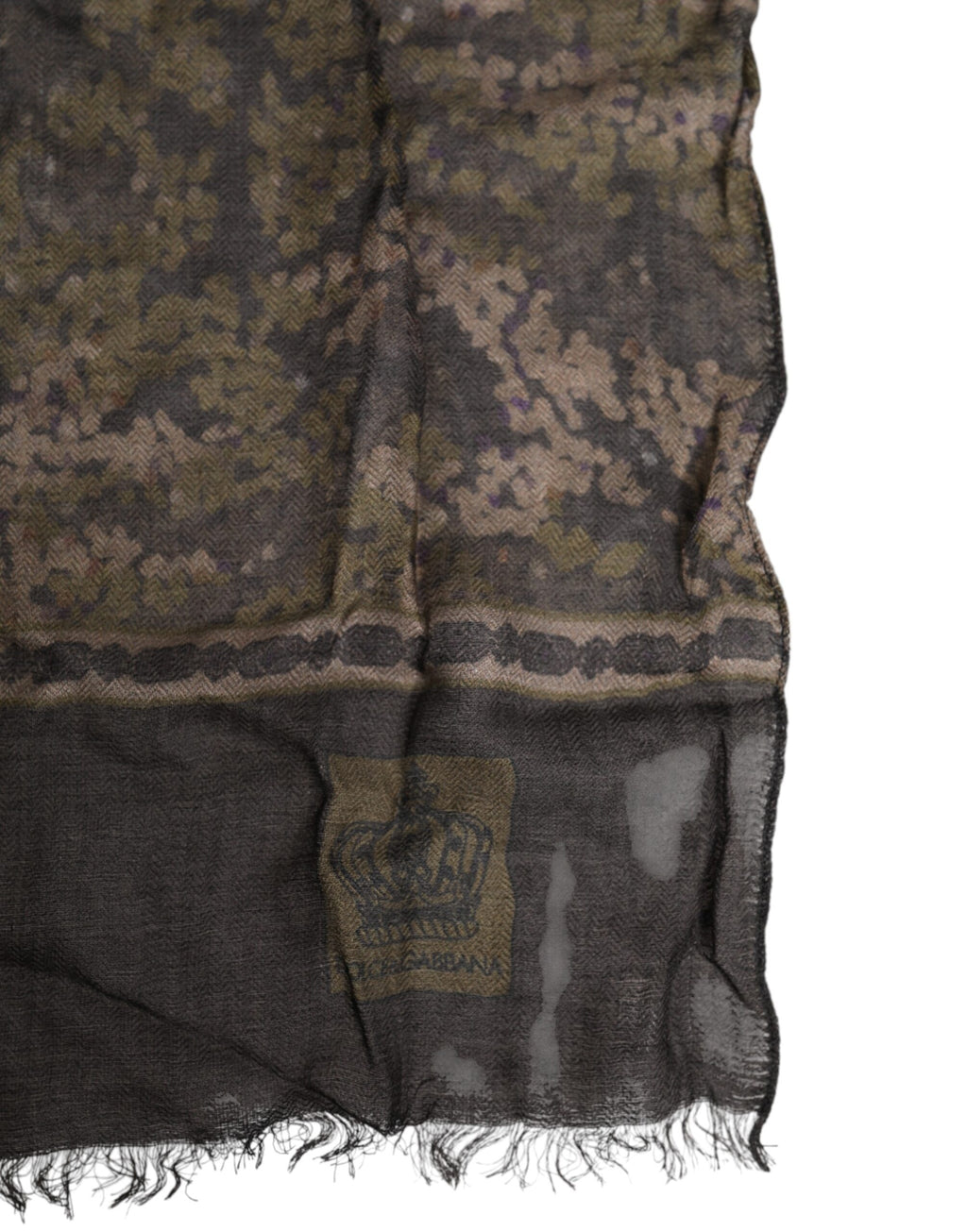 Dolce & Gabbana Multicolor Camouflage Fringes Modal Foulard Scarf