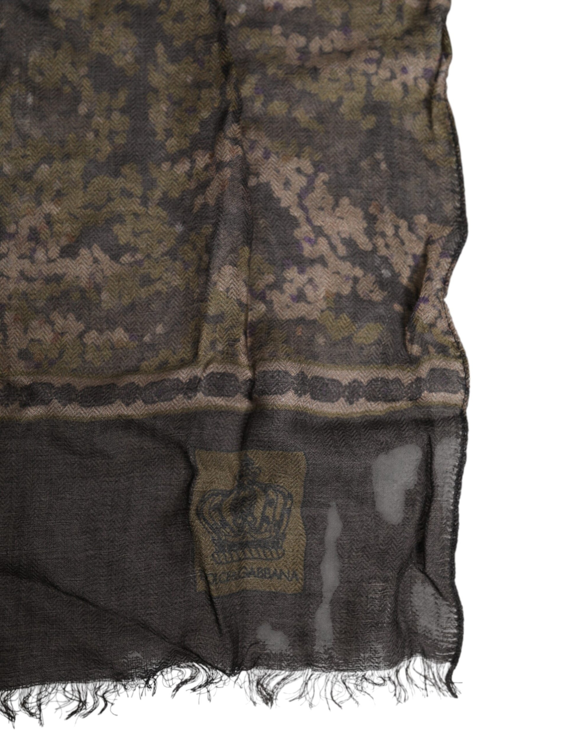 Dolce & Gabbana Multicolor Camouflage Fringes Modal Foulard Scarf