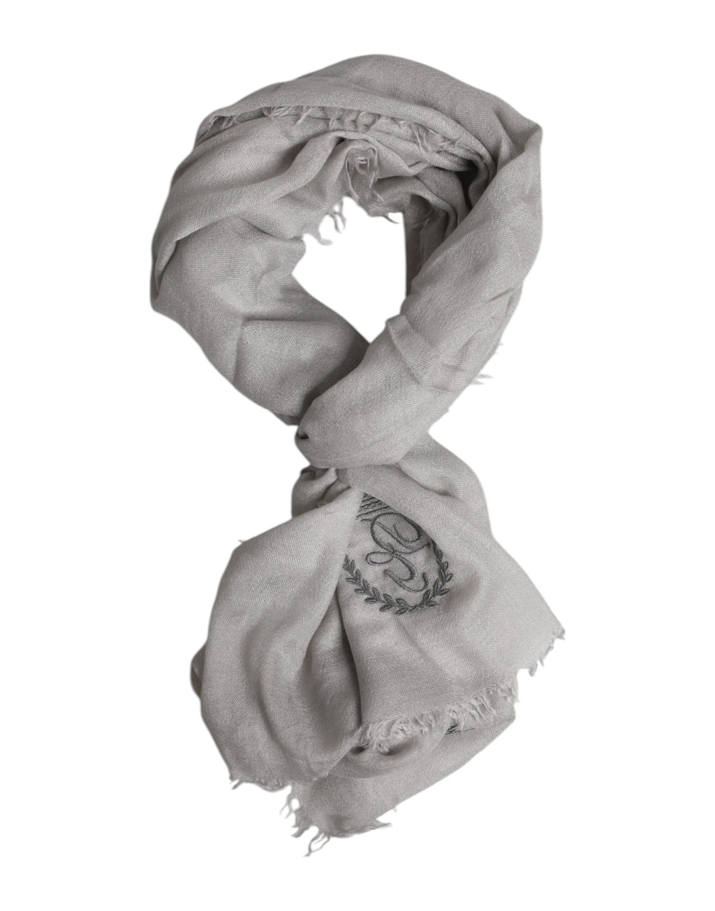 Écharpe Foulard Dolce & Gabbana en cachemire gris tricoté à franges 67cm x 200cm