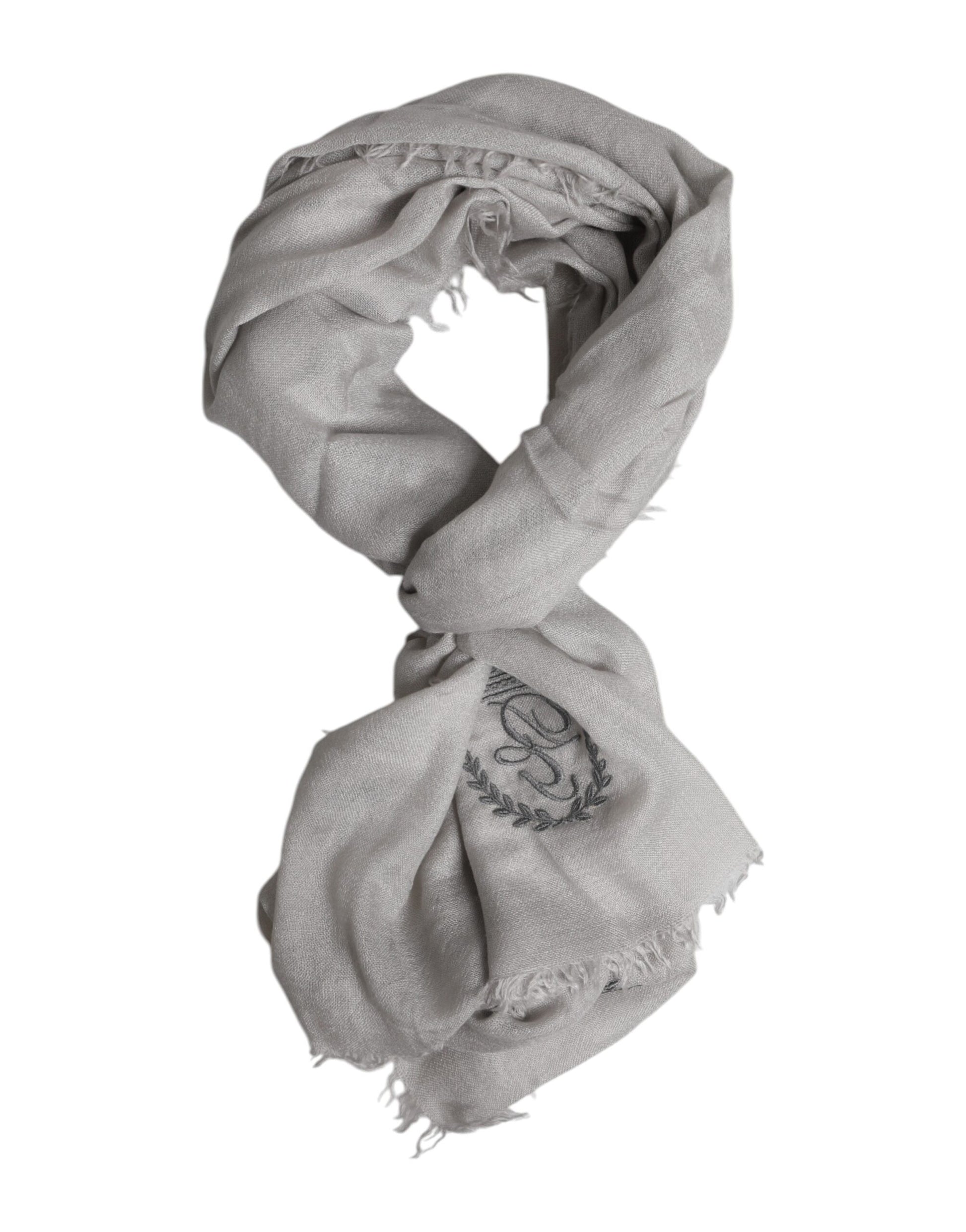 Écharpe Foulard Dolce & Gabbana en cachemire gris tricoté à franges 67cm x 200cm