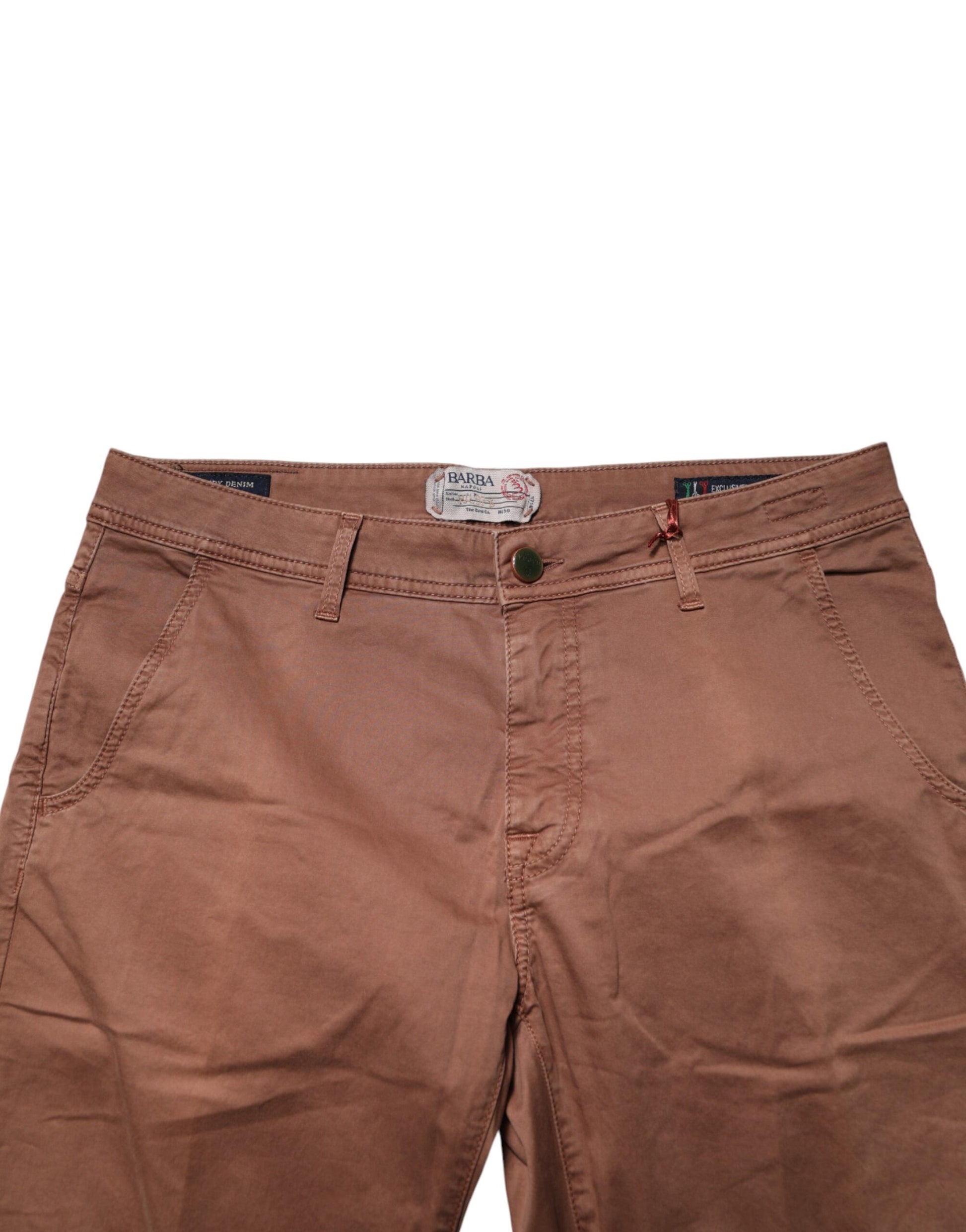 Barba Napoli Brown Mid Waist Skinny Fit Denim Men Trouser Jeans