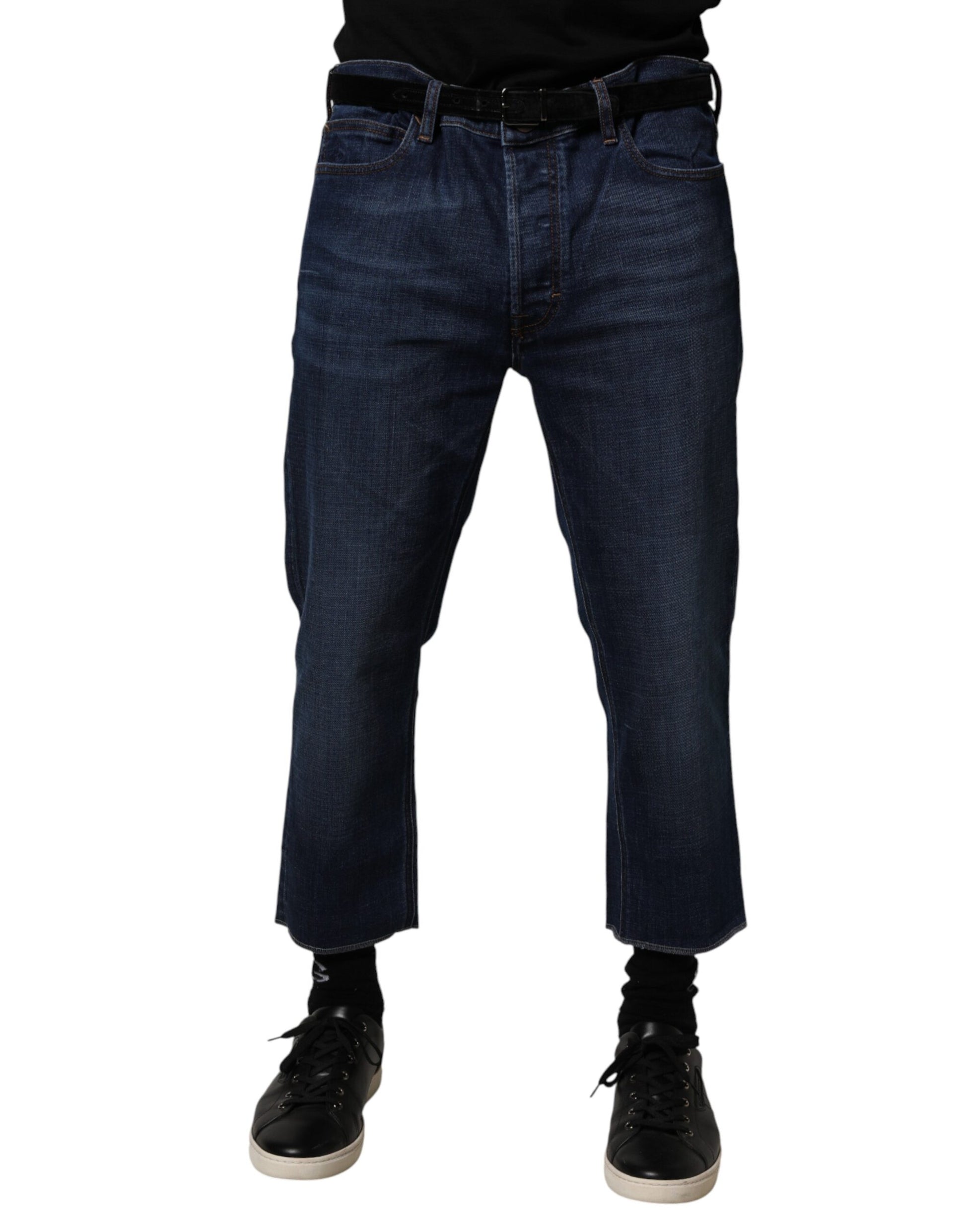 Vivienne Westwood Blue Mid Waist Cotton Men Cropped Denim Jeans