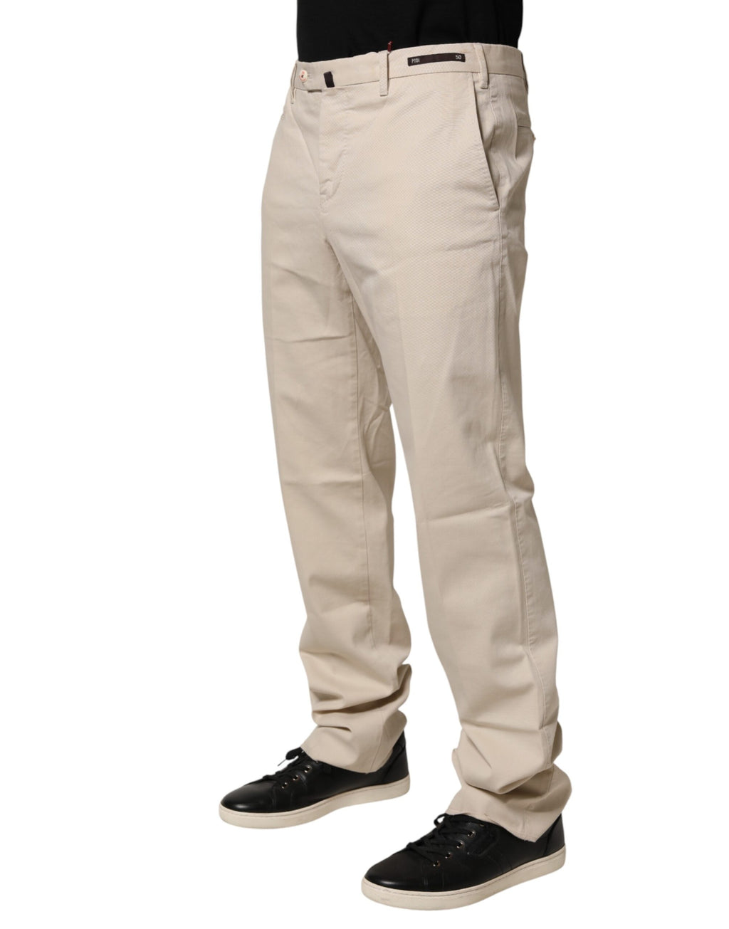 PT01 Beige Men Chino Mid Waist Straight Dress Trouser Pants