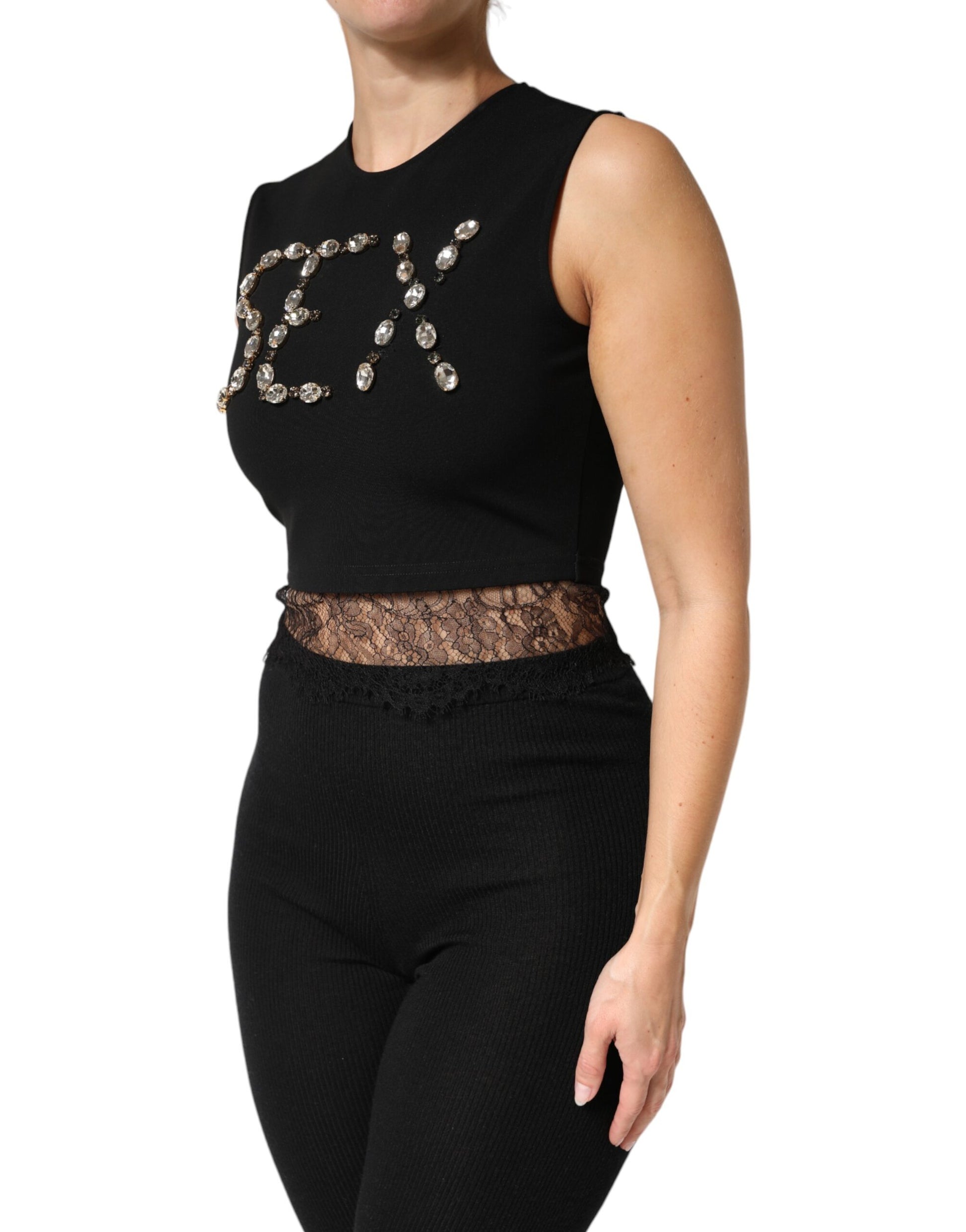Dolce & Gabbana Black Sleeveless T-Shirt for Women detail view