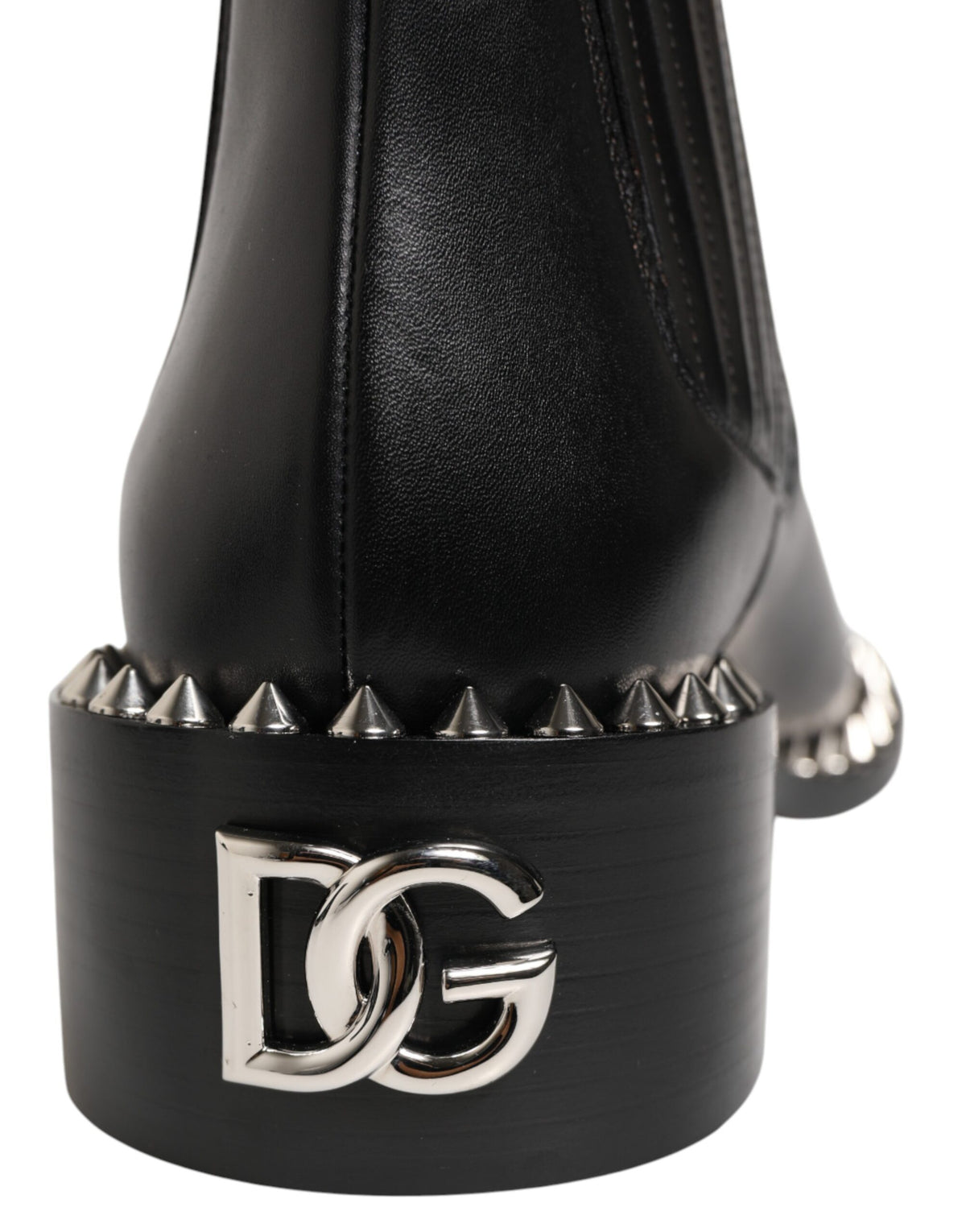Dolce & Gabbana Black Studded Chelsea Short Ankle Boots Shoes