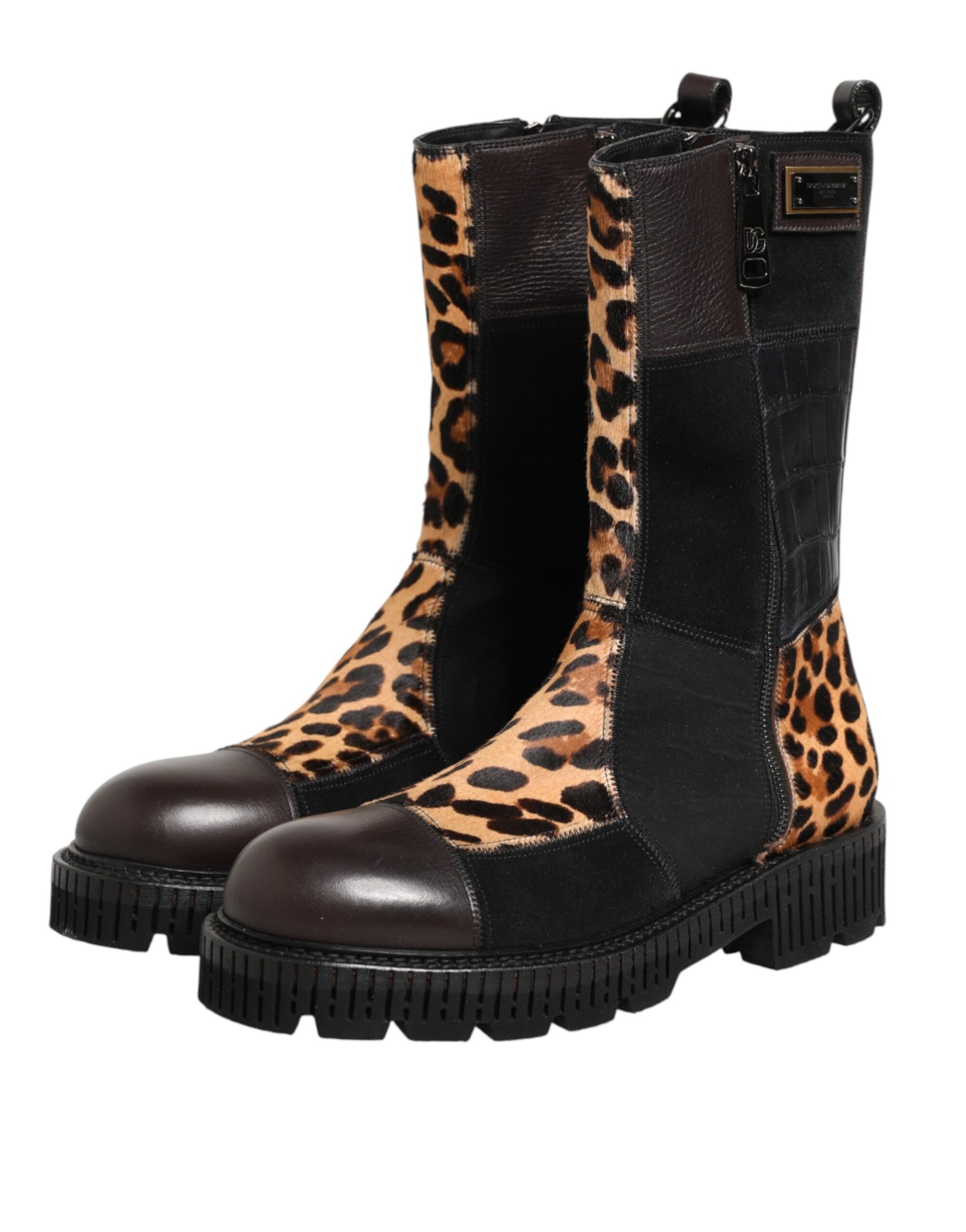 Dolce & Gabbana Bottes Mi-Mollet Léopard Multicolore Chaussures