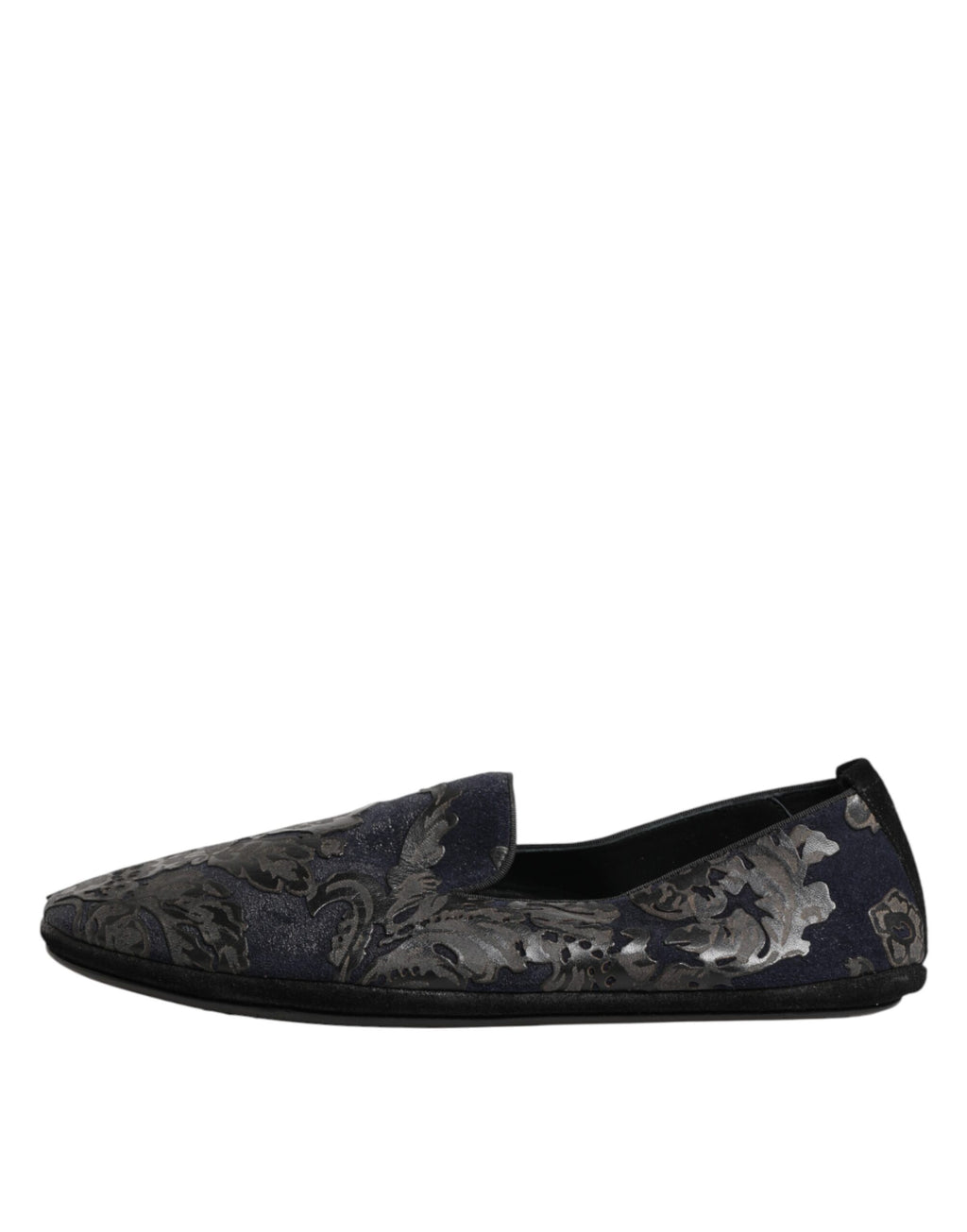 Dolce & Gabbana Black Jacquard Leather Slip On Loafers Shoes