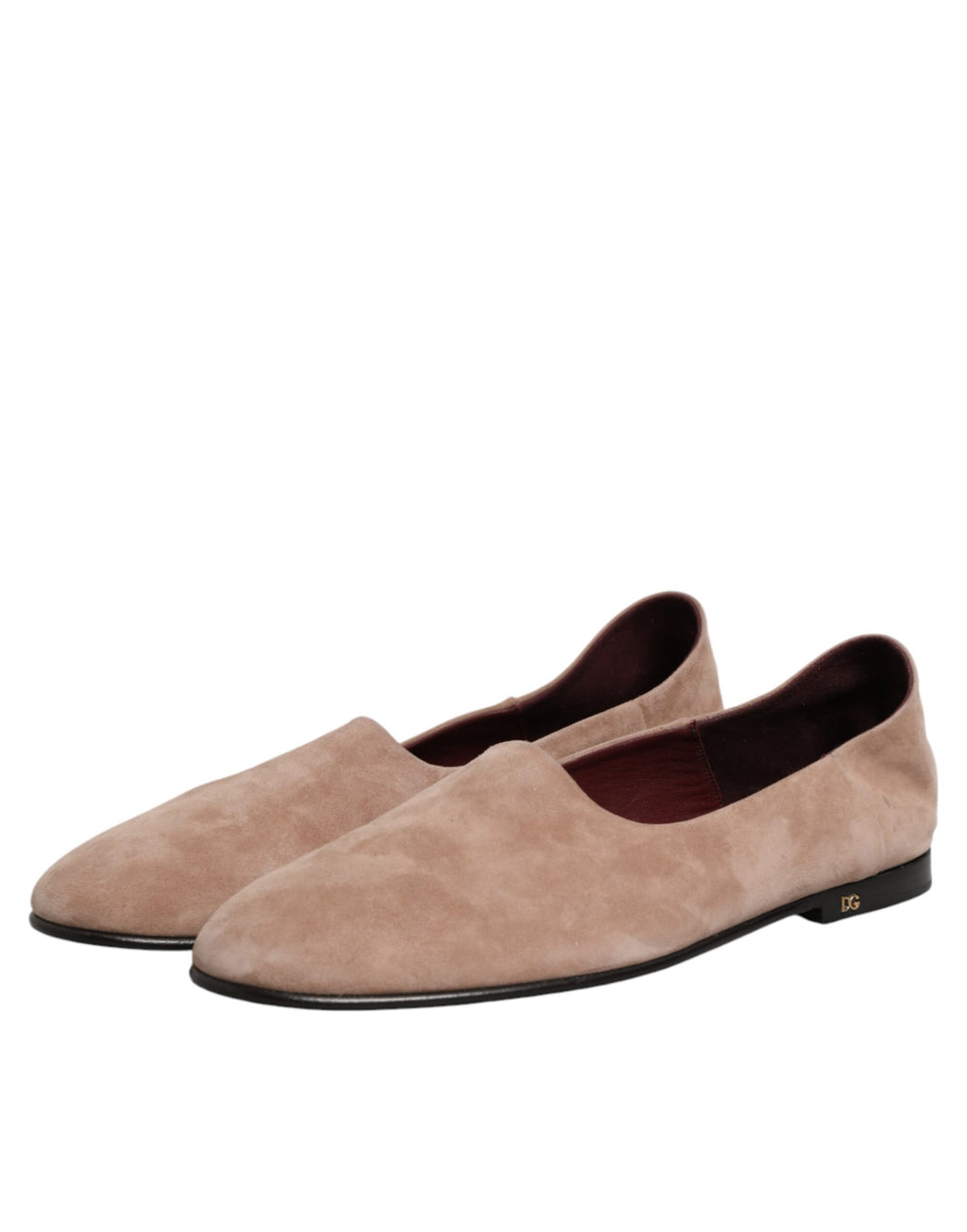 Dolce & Gabbana Beige Leather Suede Slip On Loafers Dress Shoes