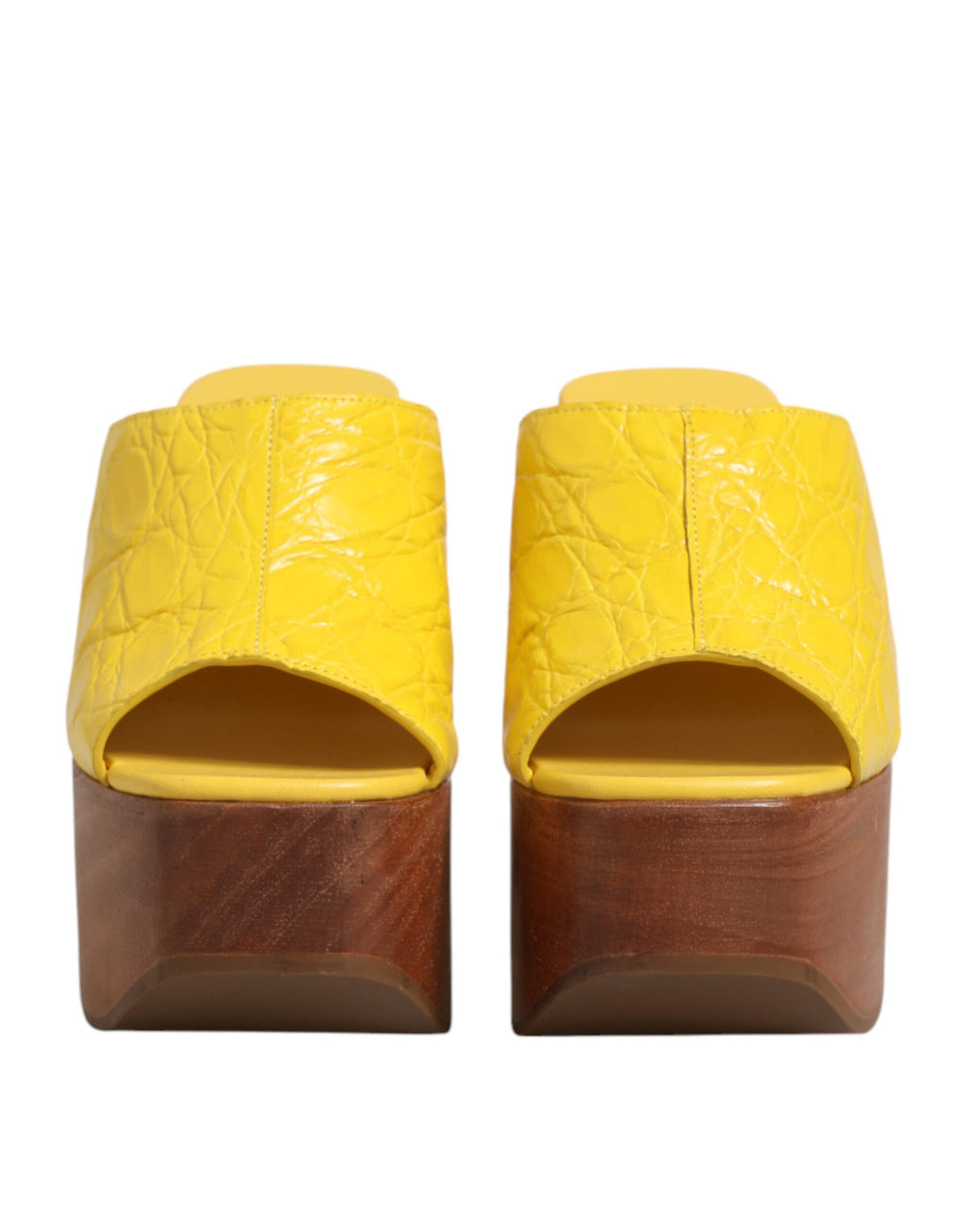 Chaussures à talons compensés et mules en cuir jaune Dolce & Gabbana