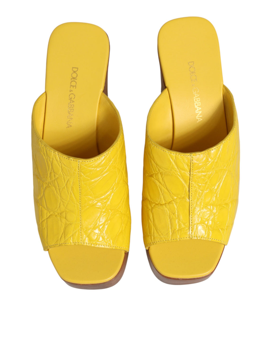 Chaussures à talons compensés et mules en cuir jaune Dolce & Gabbana