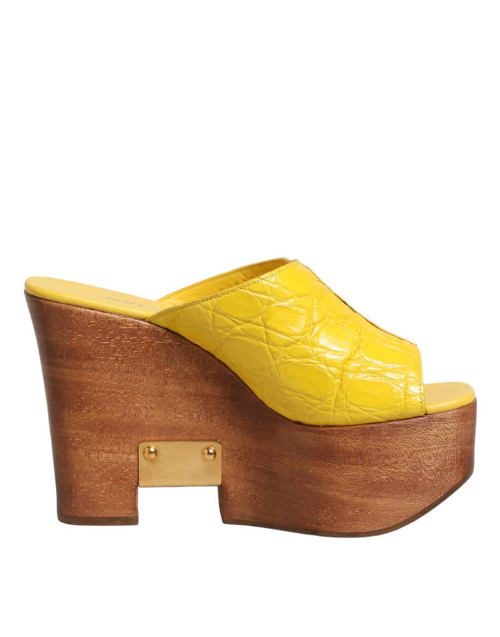 Chaussures à talons compensés et mules en cuir jaune Dolce & Gabbana