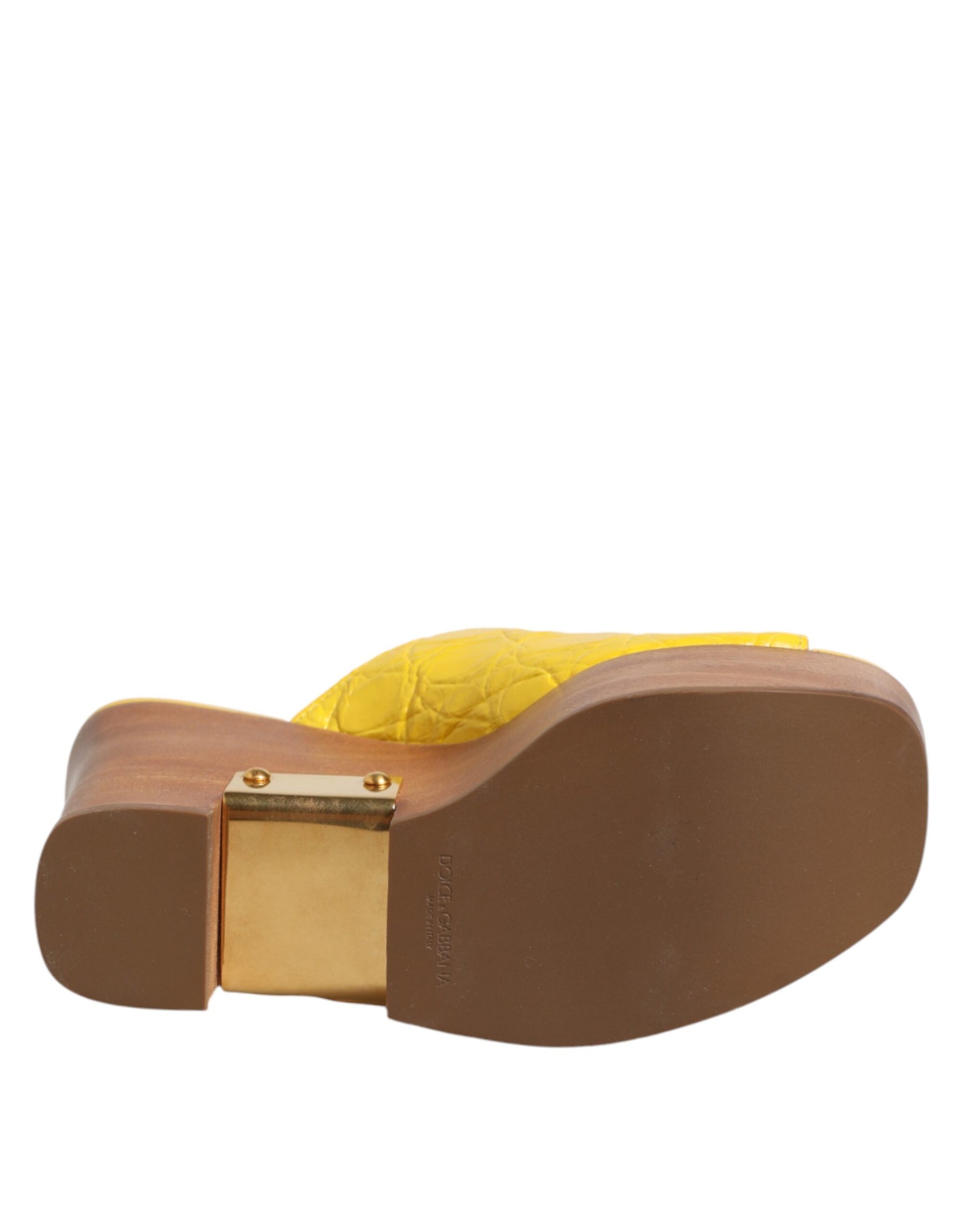 Chaussures à talons compensés et mules en cuir jaune Dolce & Gabbana