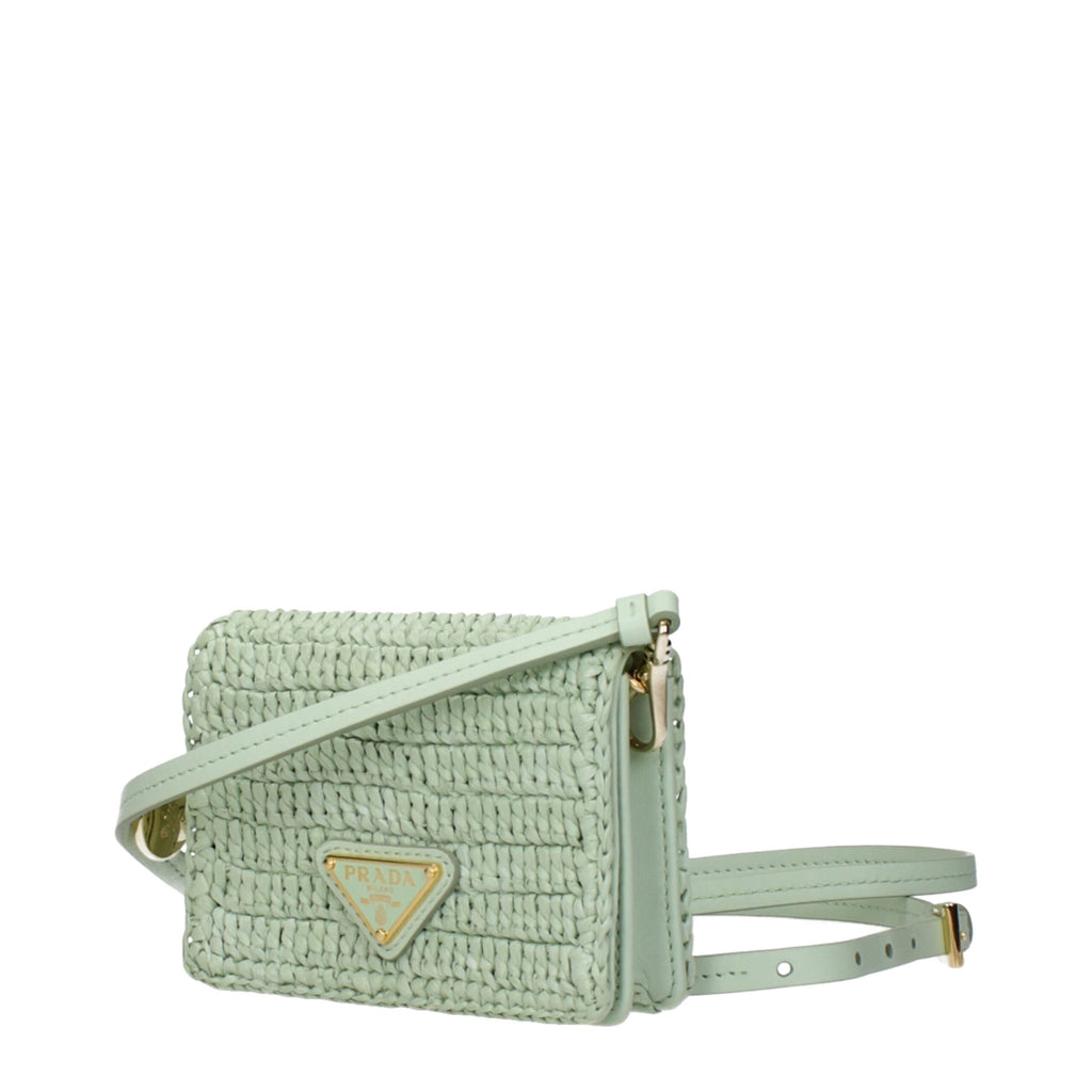 Prada Green Raffia Crossbody Bag