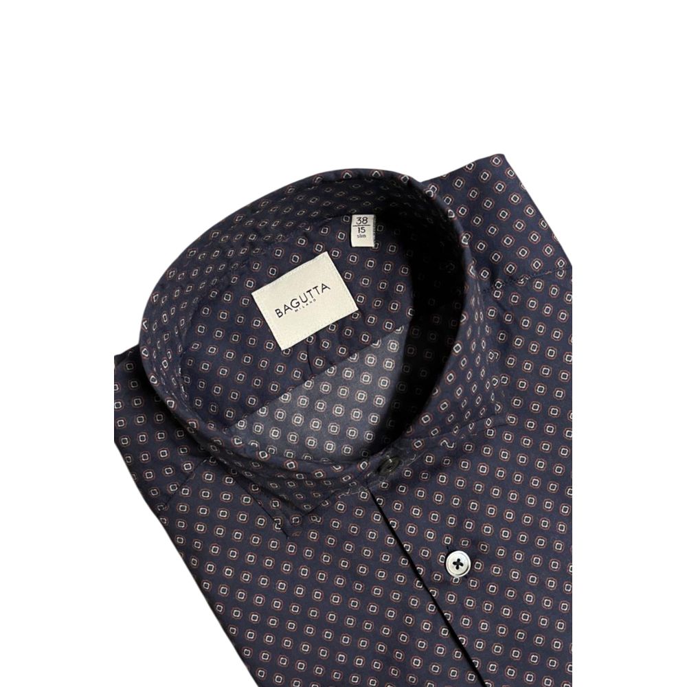 Bagutta Blue Cotton Men's Slim Fit Shirt