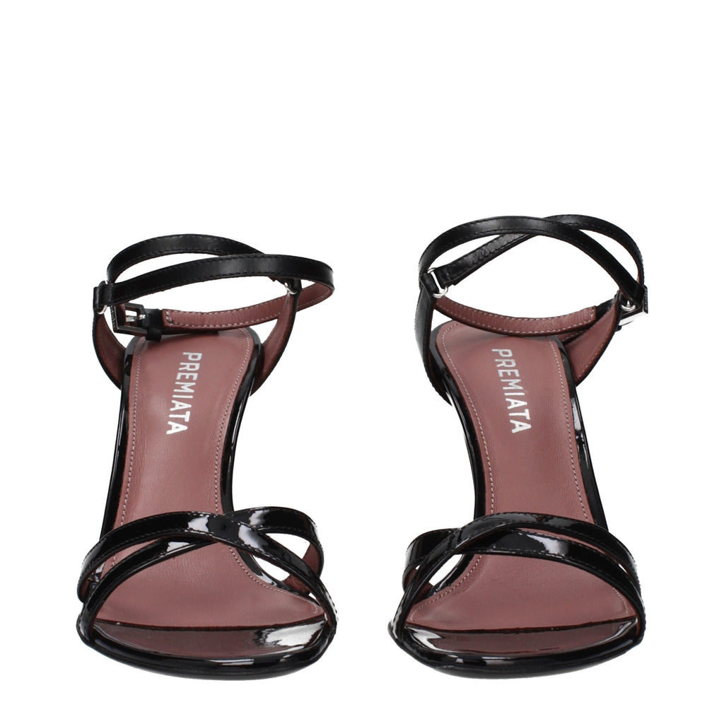 Premiata Black Leather Stiletto Heel Sandals
