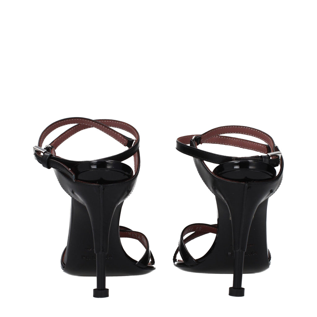 Premiata Black Leather Stiletto Heel Sandals