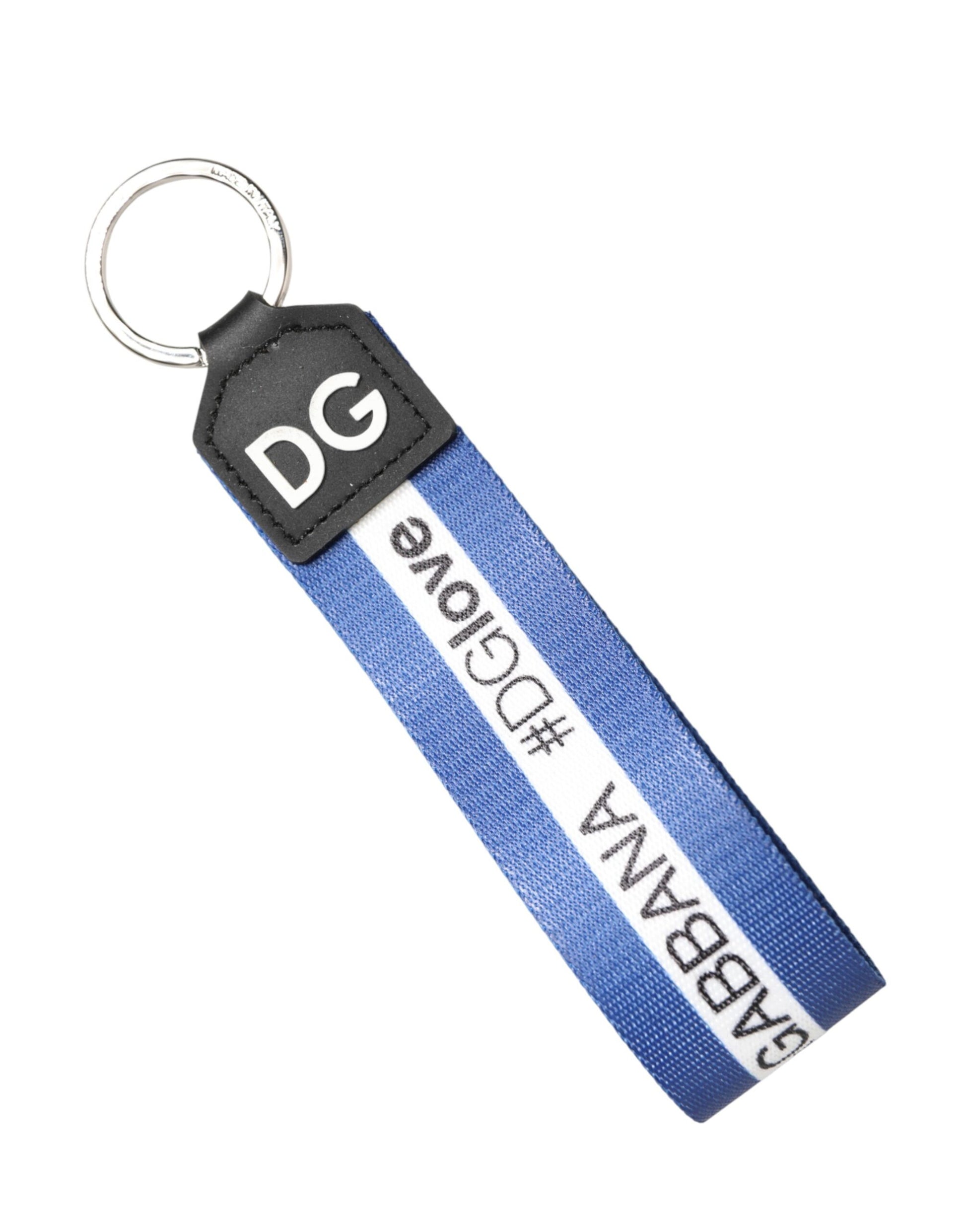 Porte-clés Dolce & Gabbana en polyester PVC blanc et bleu avec logo