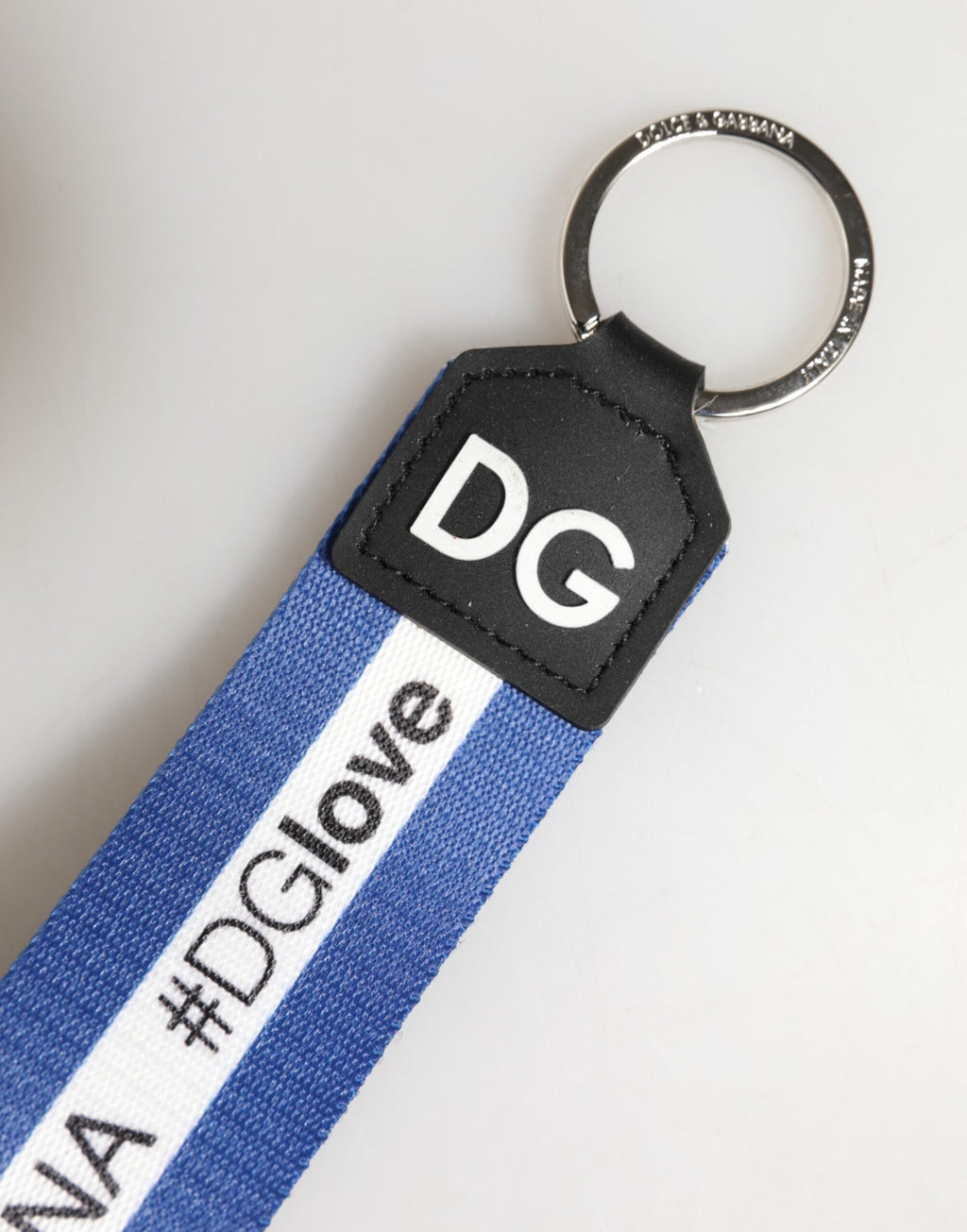 Porte-clés Dolce & Gabbana en polyester PVC blanc et bleu avec logo