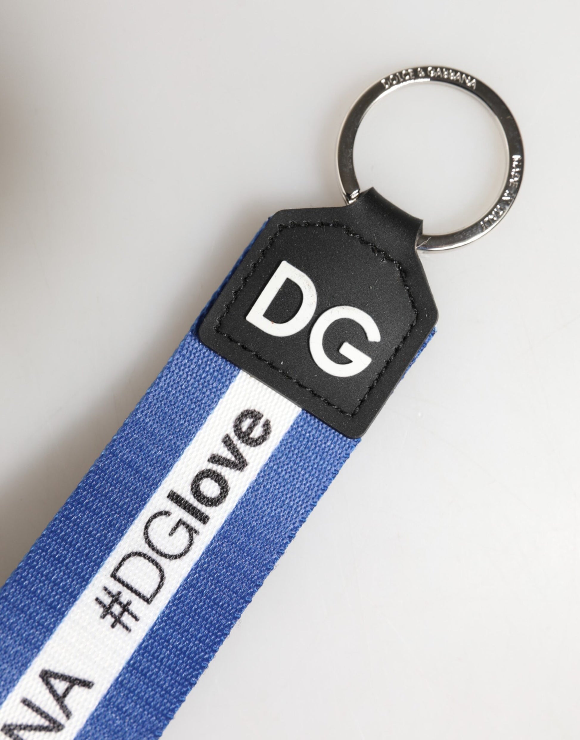 Porte-clés Dolce & Gabbana en polyester PVC blanc et bleu avec logo