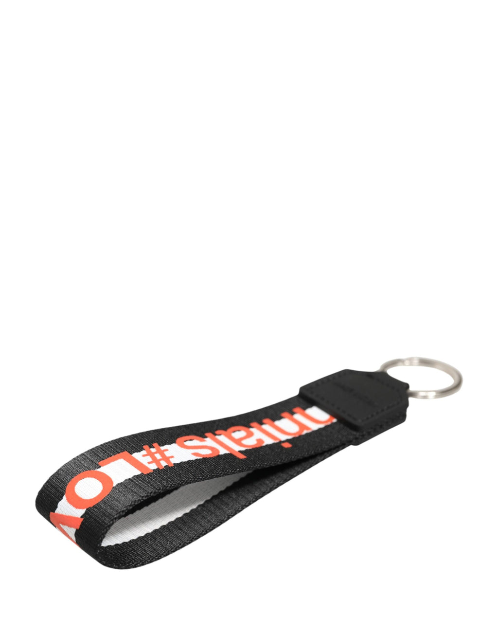 Porte-clés Dolce & Gabbana en polyester noir avec logo et support en laiton argenté
